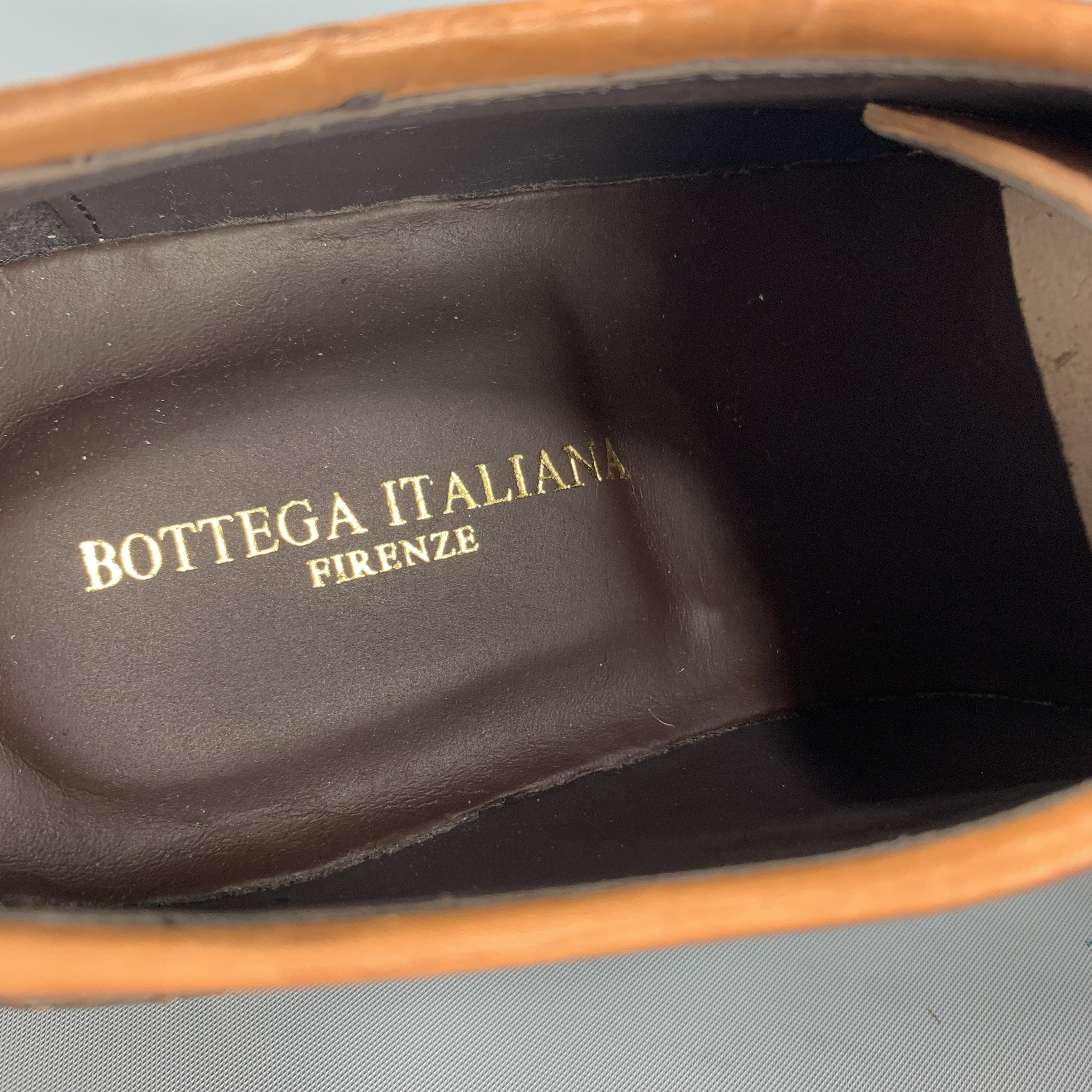 Men's BOTTEGA ITALIANA Size 10 Brown Two Tone Woven Leather Cap Toe Lace Up