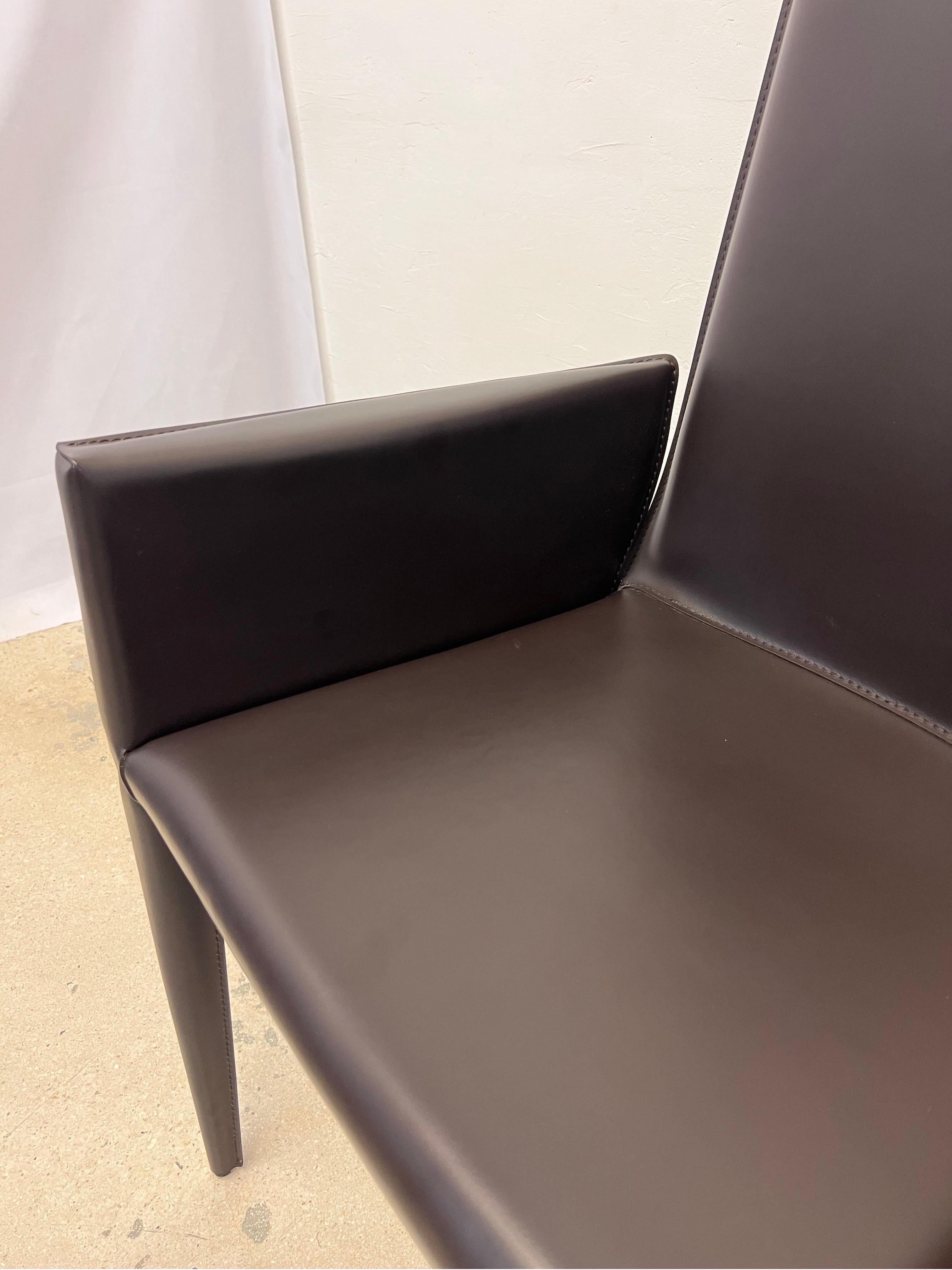 Esszimmerstühle aus Leder von Bottega Leder von Fauciglietti und Bianchi für DWR, Paar im Angebot 5
