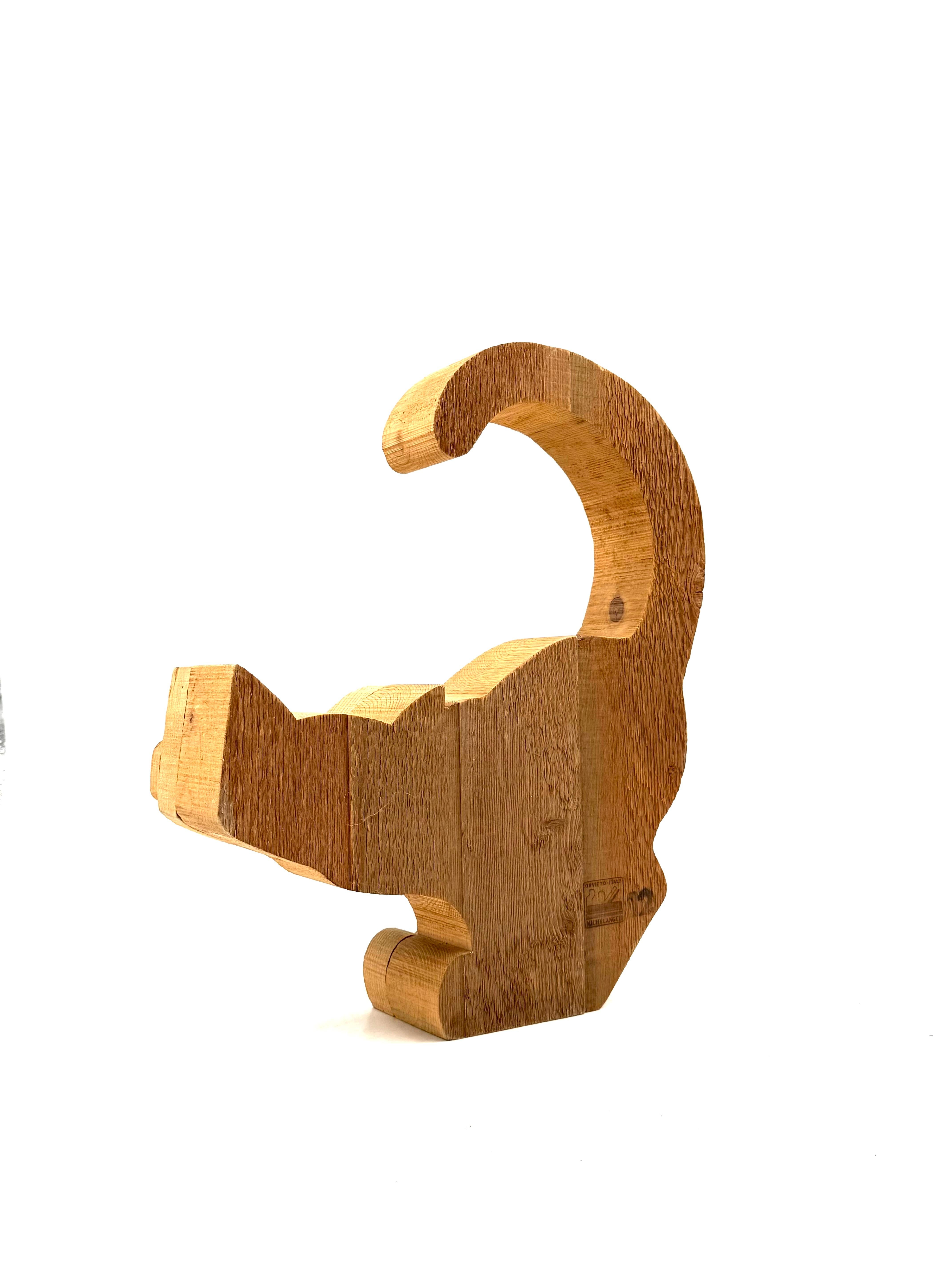 Bottega Michelangeli, Cat wood sculpture, Orvieto Italy 1970s in vendita 3