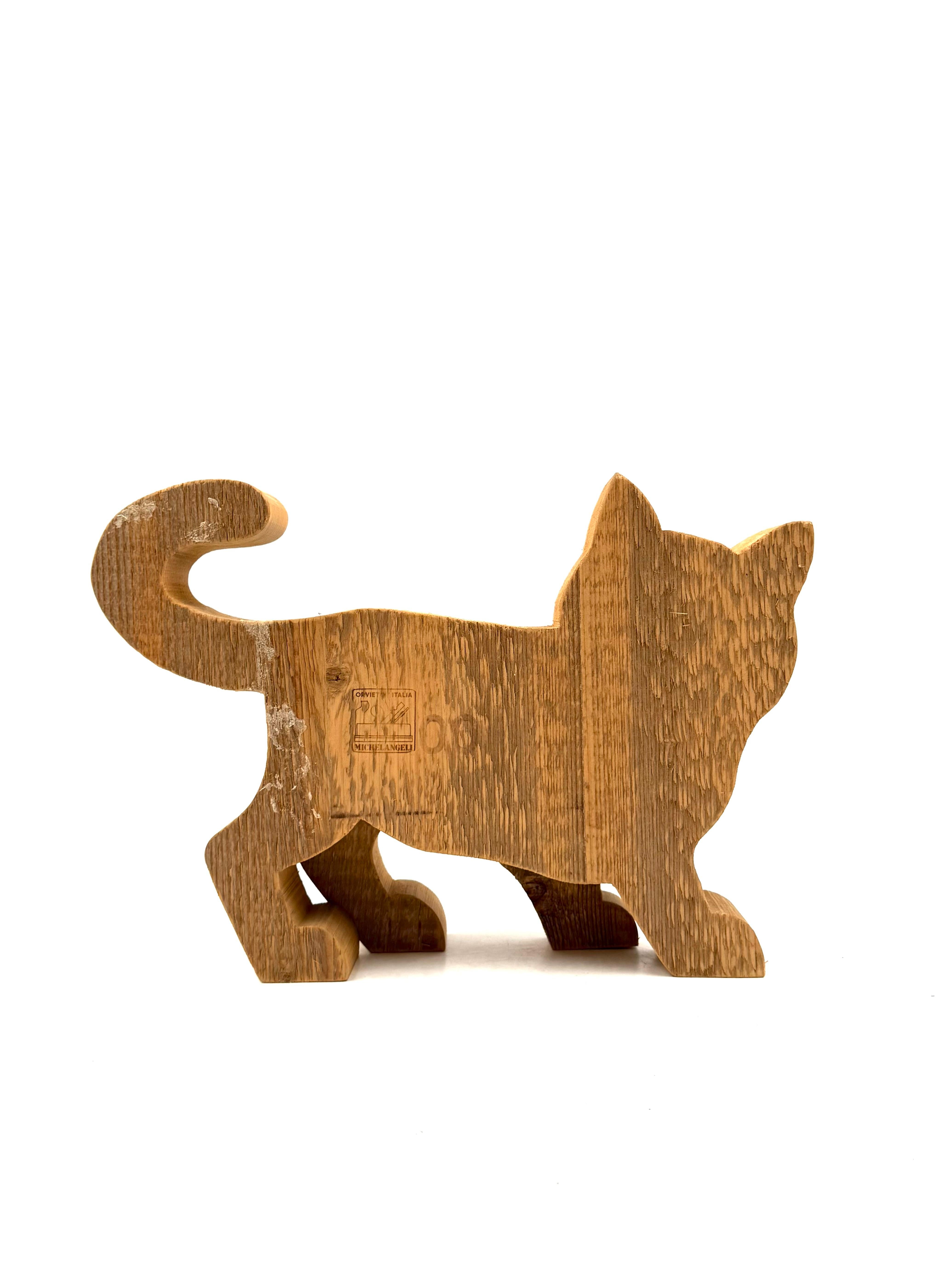 Bottega Michelangeli, Gato escultura madera, Orvieto Italia años 1970 en venta 5