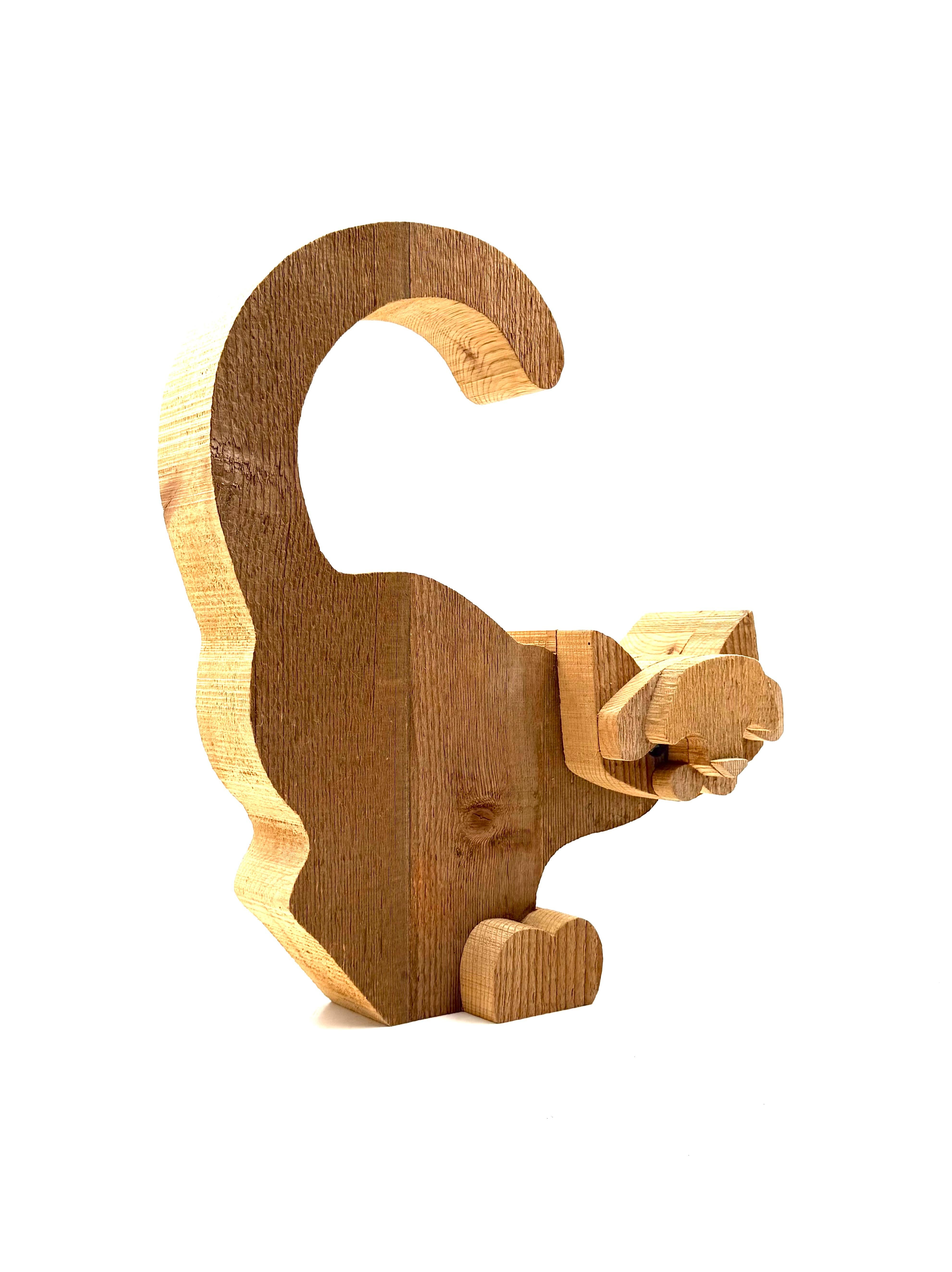 Bottega Michelangeli, Cat wood sculpture, Orvieto Italy 1970s in vendita 6