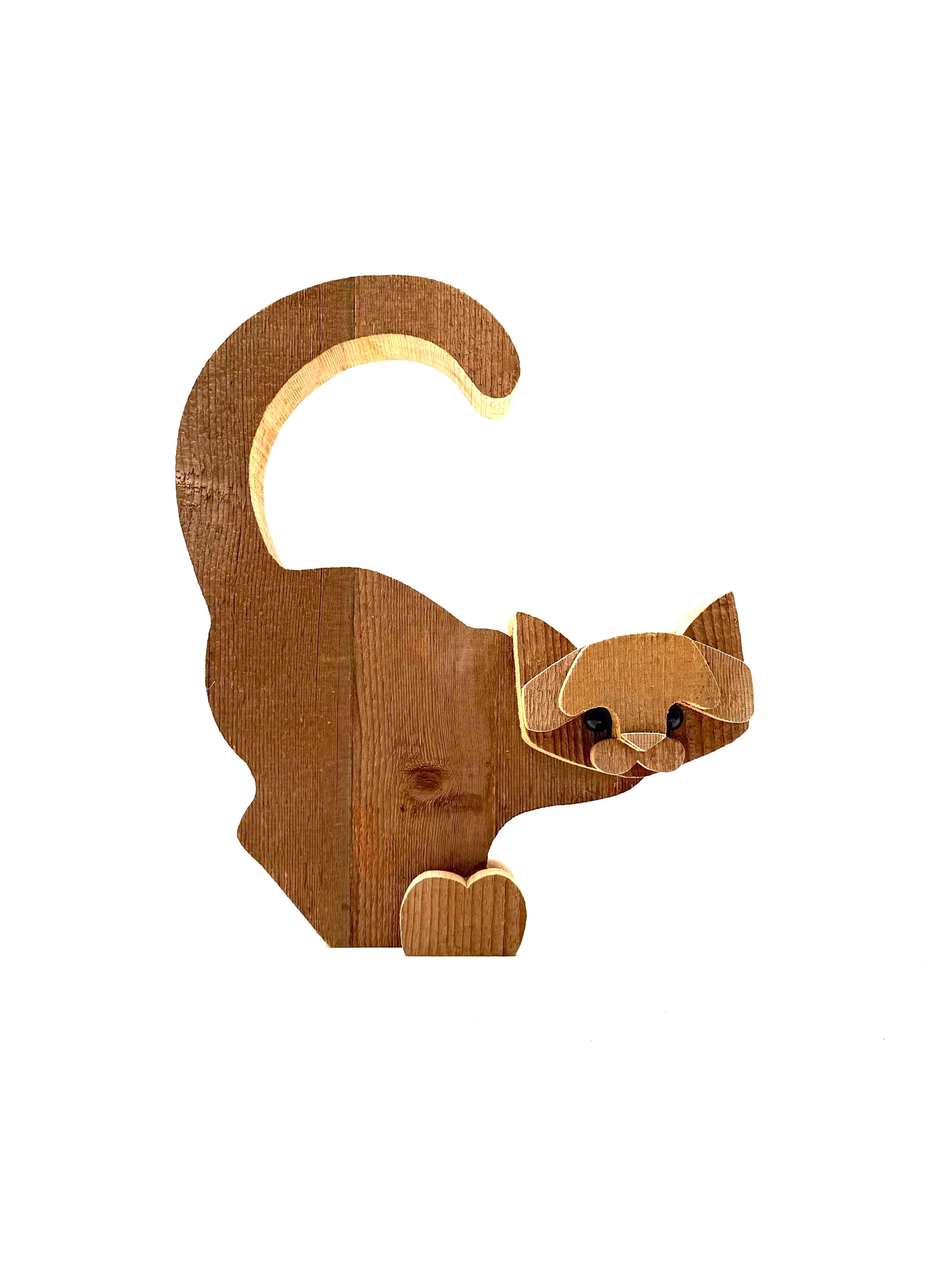 Bottega Michelangeli, Cat wood sculpture, Orvieto Italy 1970s in vendita 7