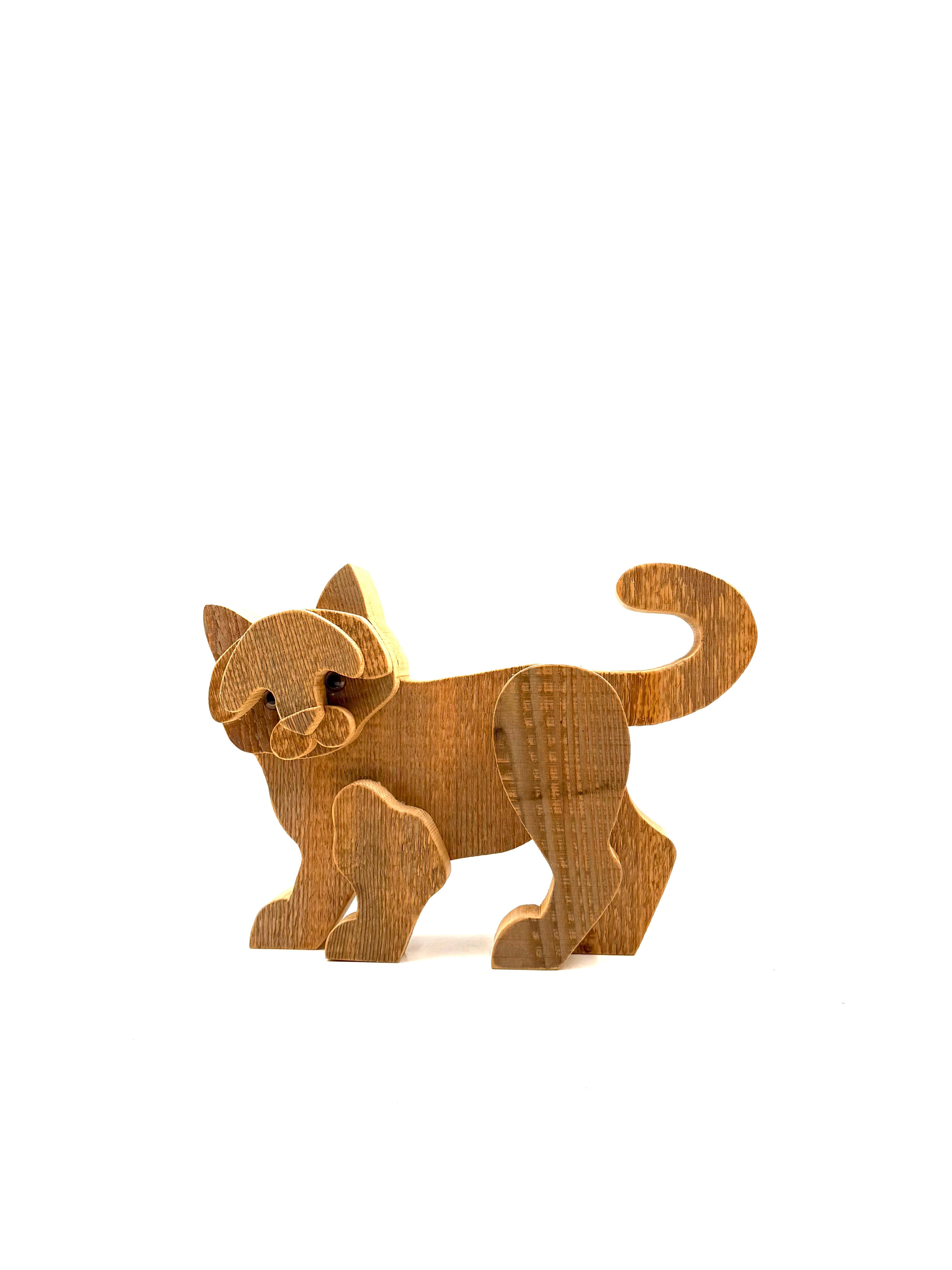 Bottega Michelangeli, Gato escultura madera, Orvieto Italia años 1970 en venta 10
