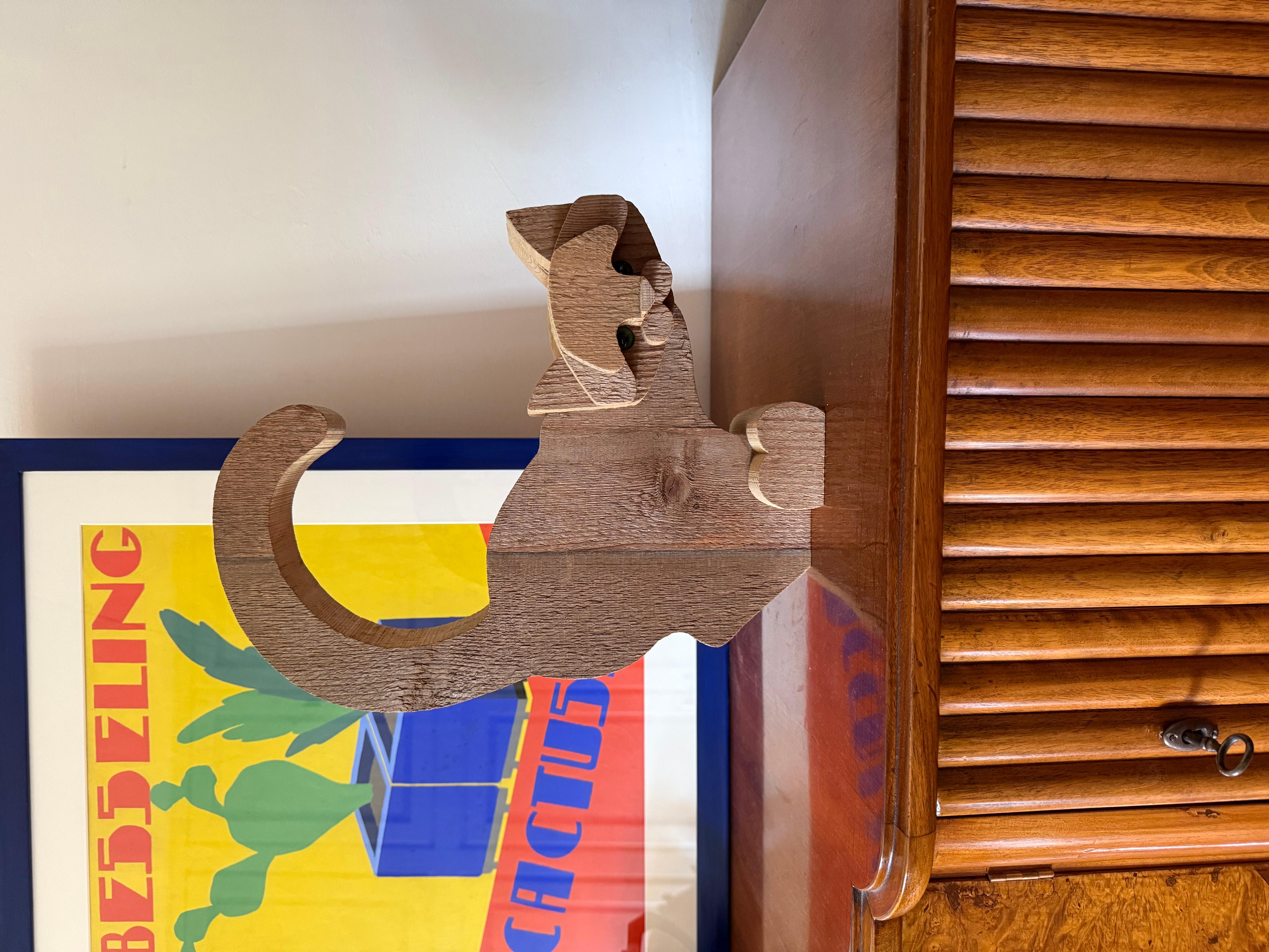 Mid-Century moderno Bottega Michelangeli, Cat wood sculpture, Orvieto Italy 1970s in vendita