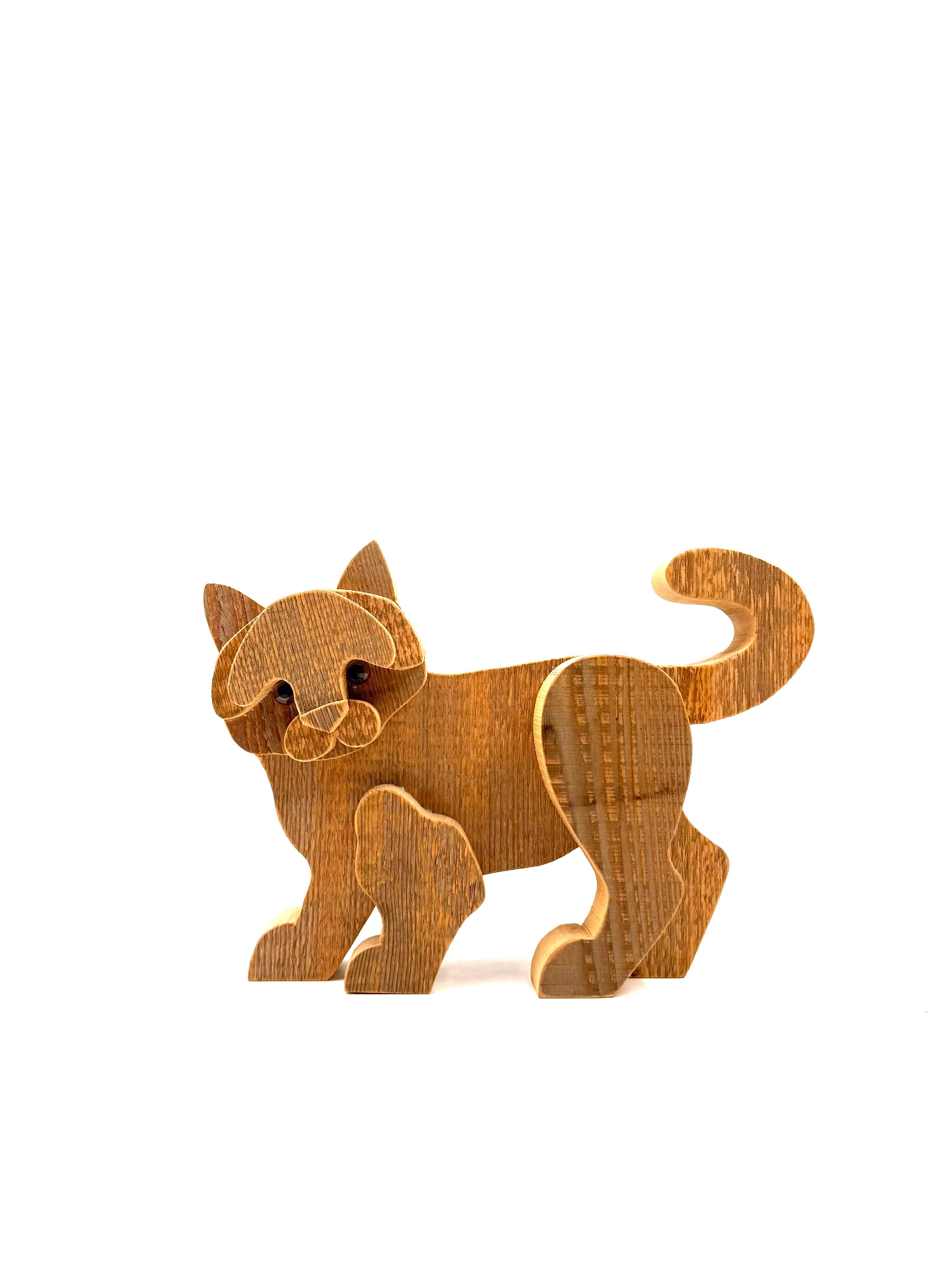 Bottega Michelangeli, Gato escultura madera, Orvieto Italia años 1970 Italian en venta