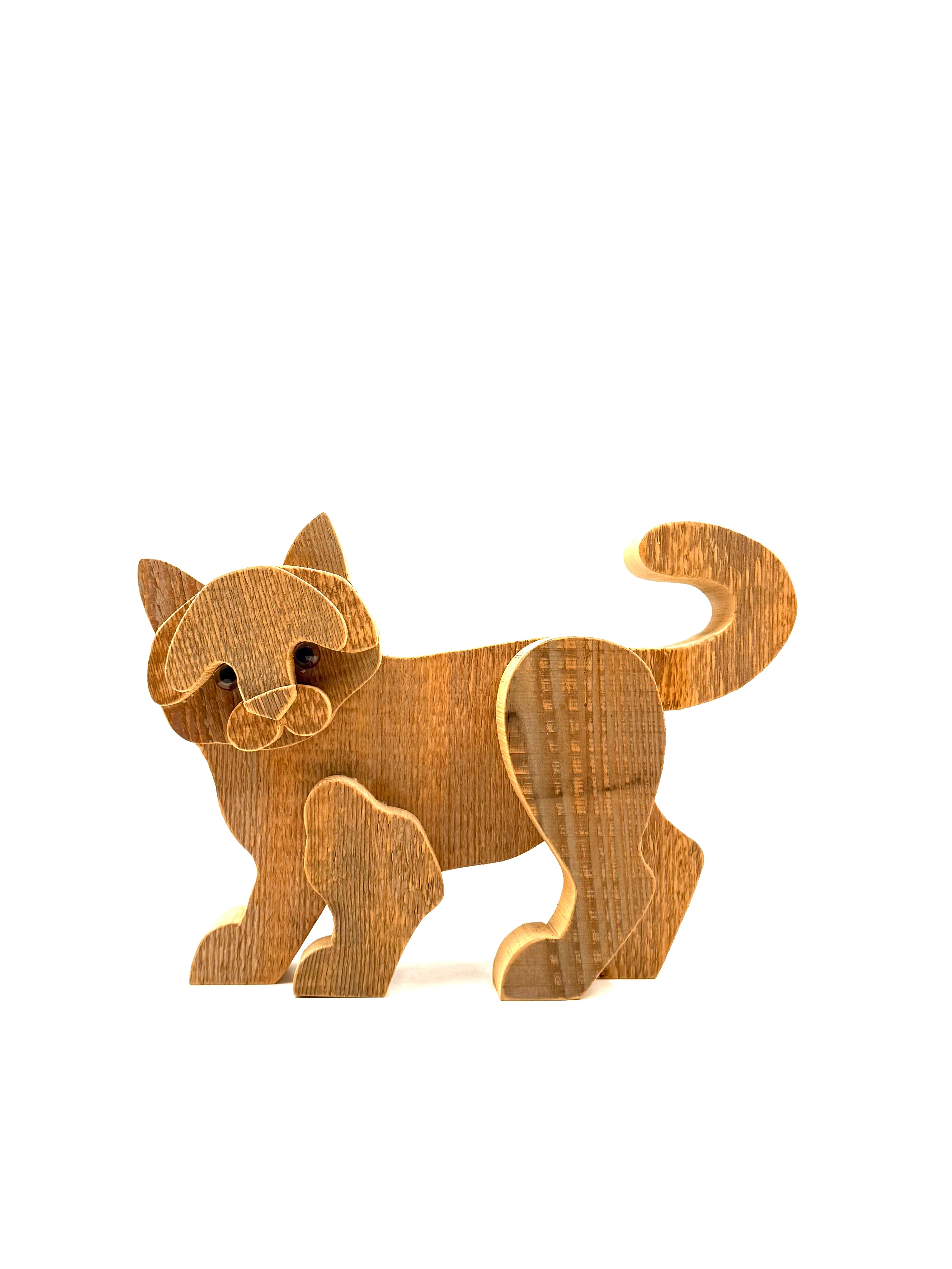 Bottega Michelangeli, Gato escultura madera, Orvieto Italia años 1970 en Excelente estado para la venta en Firenze, IT