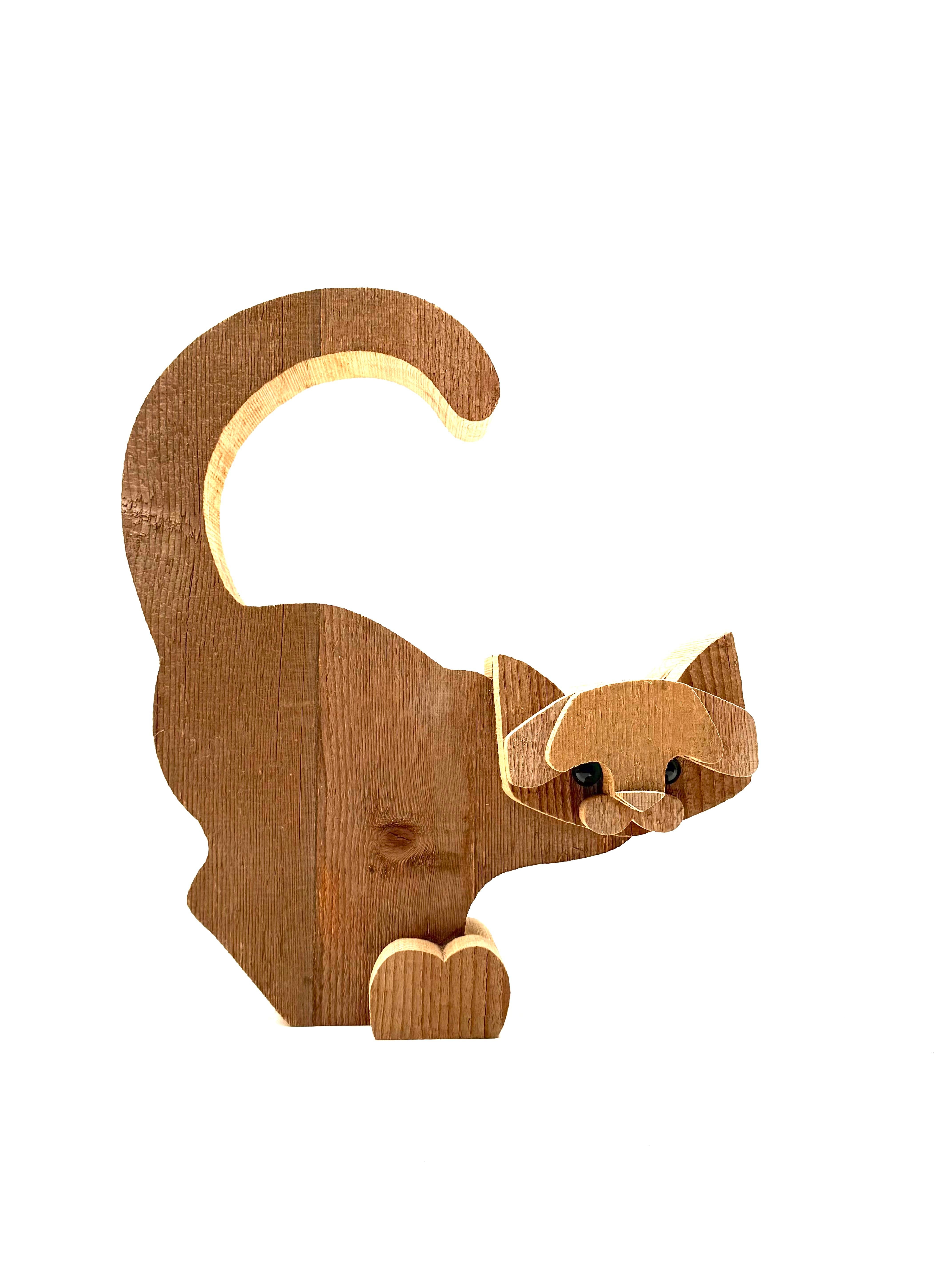 Bottega Michelangeli, Cat wood sculpture, Orvieto Italy 1970s In condizioni ottime in vendita a Firenze, IT