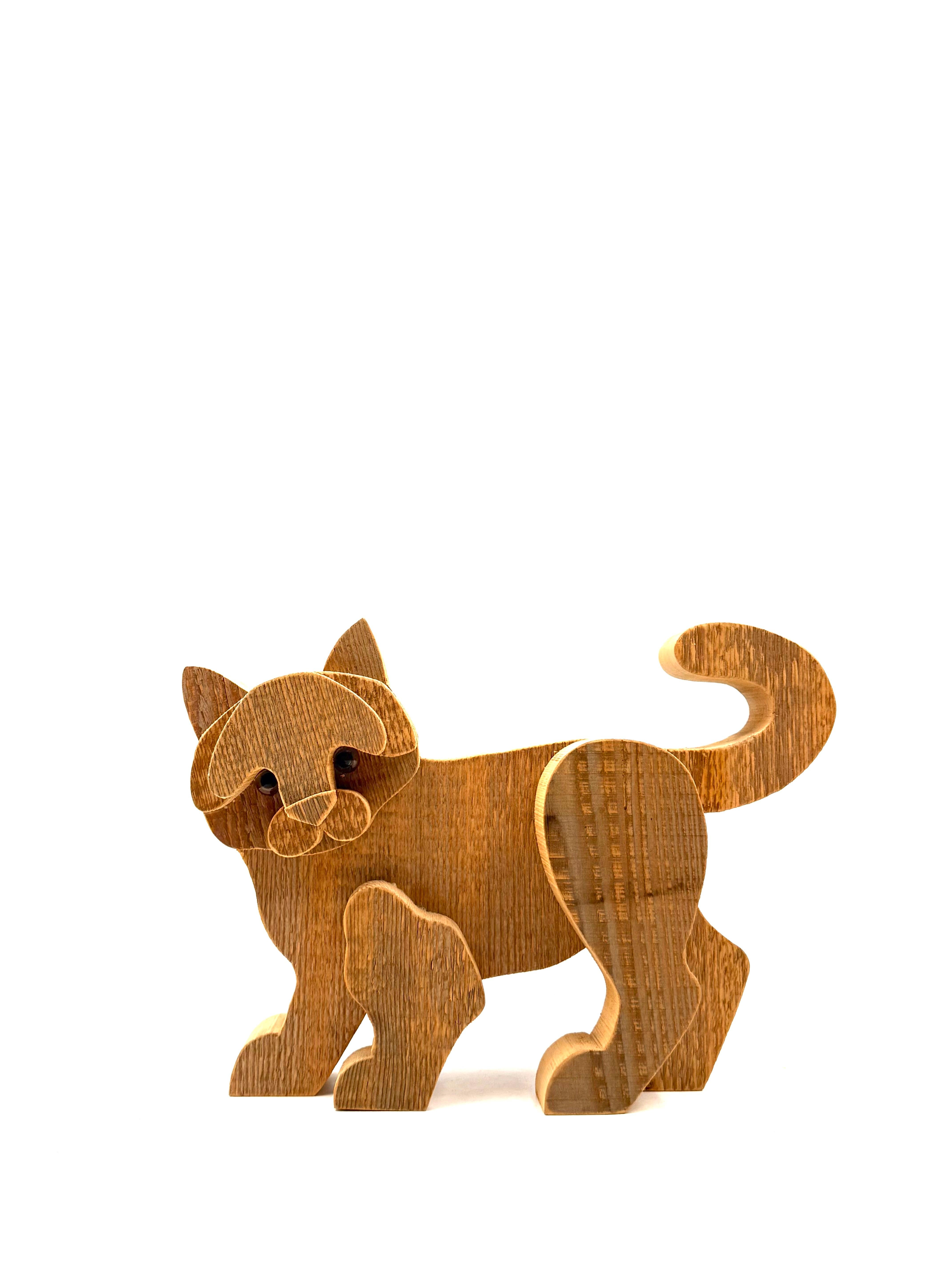 Bottega Michelangeli, Gato escultura madera, Orvieto Italia años 1970 Late 20th Century en venta