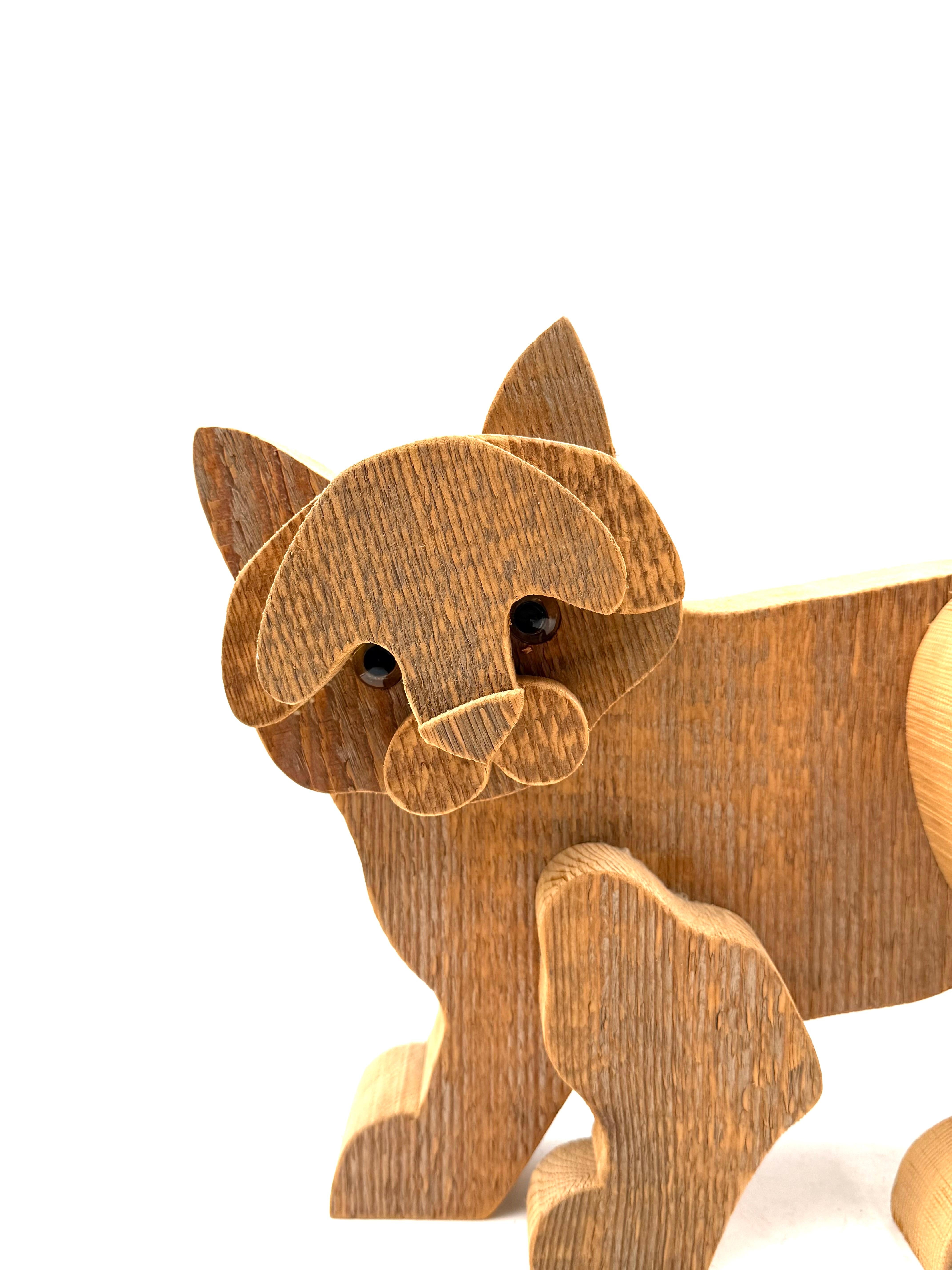Bottega Michelangeli, Gato escultura madera, Orvieto Italia años 1970 Madera en venta