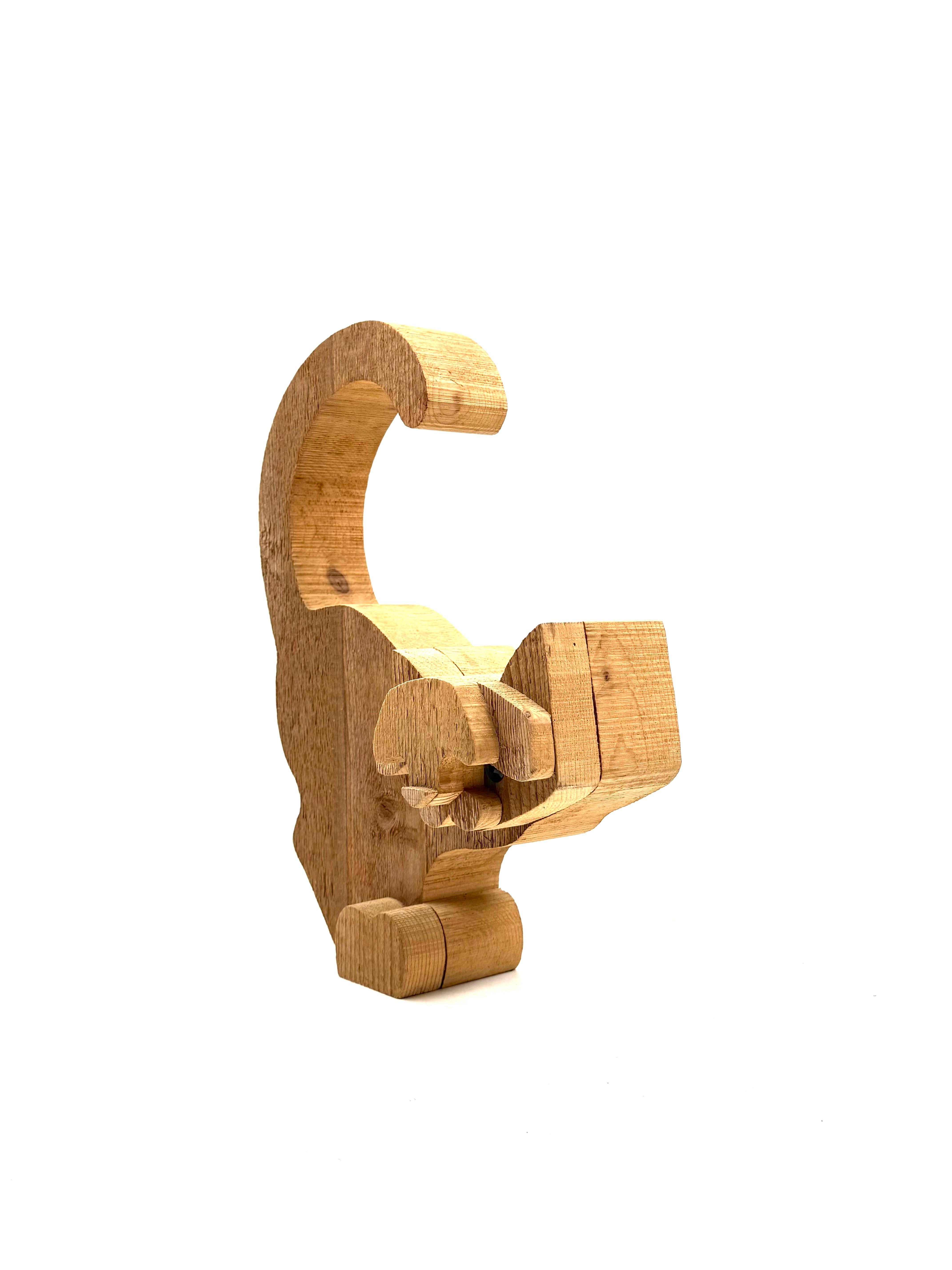 Bottega Michelangeli, Cat wood sculpture, Orvieto Italy 1970s in vendita 1