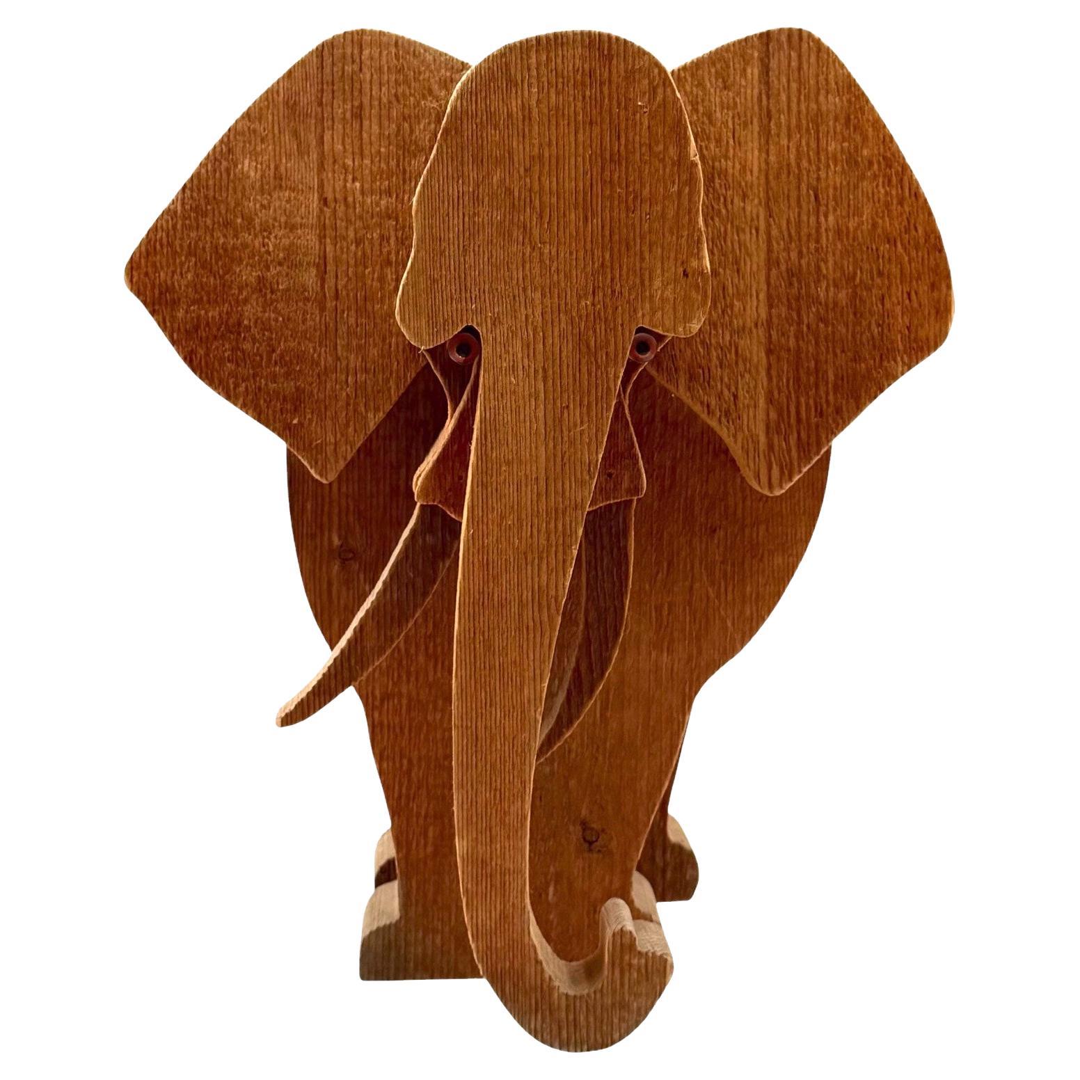 Bottega Michelangeli, Elephant wood sculpture, Orvieto Italy 1970s