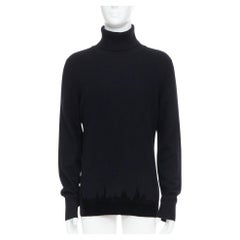 Bottega Veneta 100% cashmere nero degrade gradiente orlo in velluto dolcevita