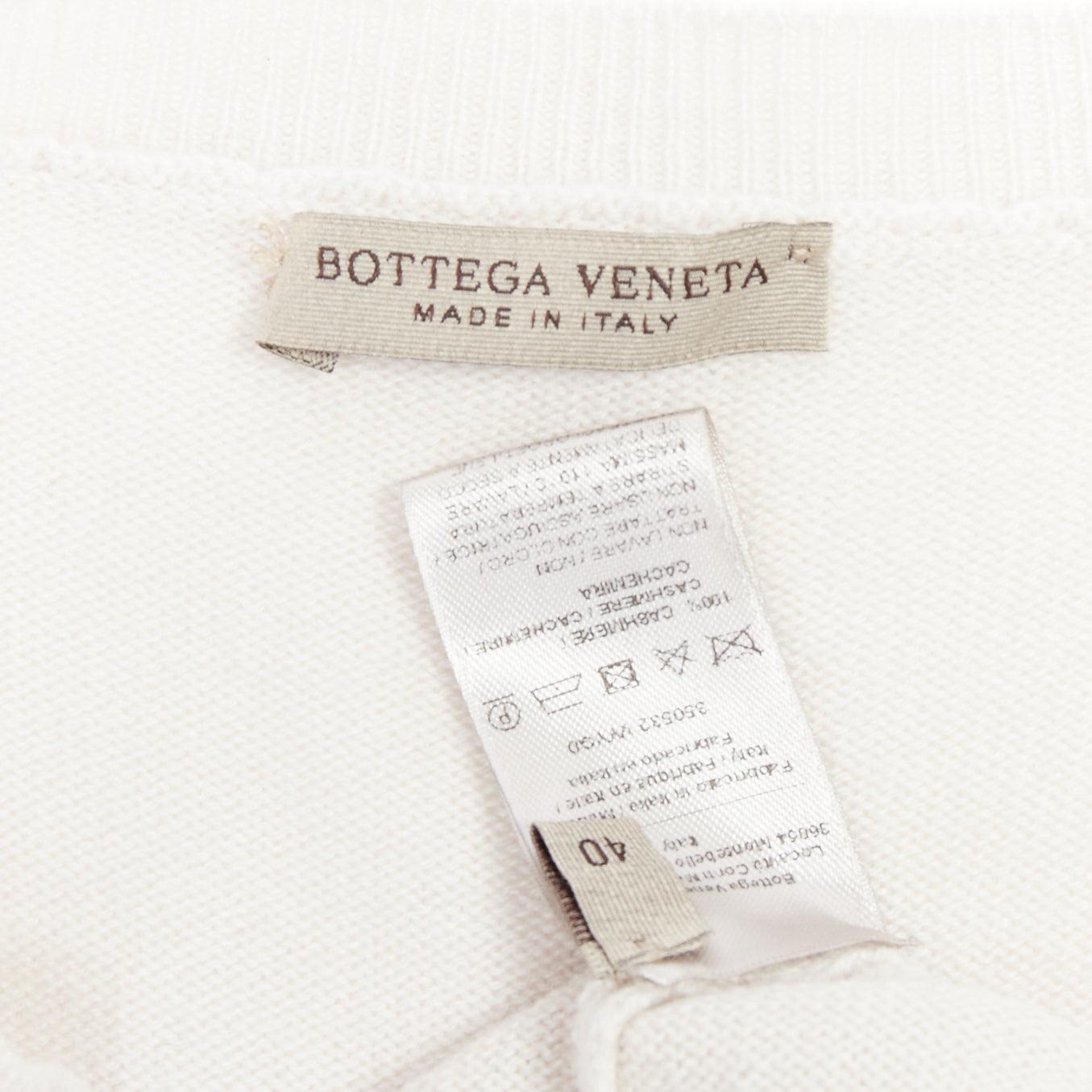 BOTTEGA VENETA 100% cashmere cream black abstract intarsia V-neck sweater IT40 S For Sale 3
