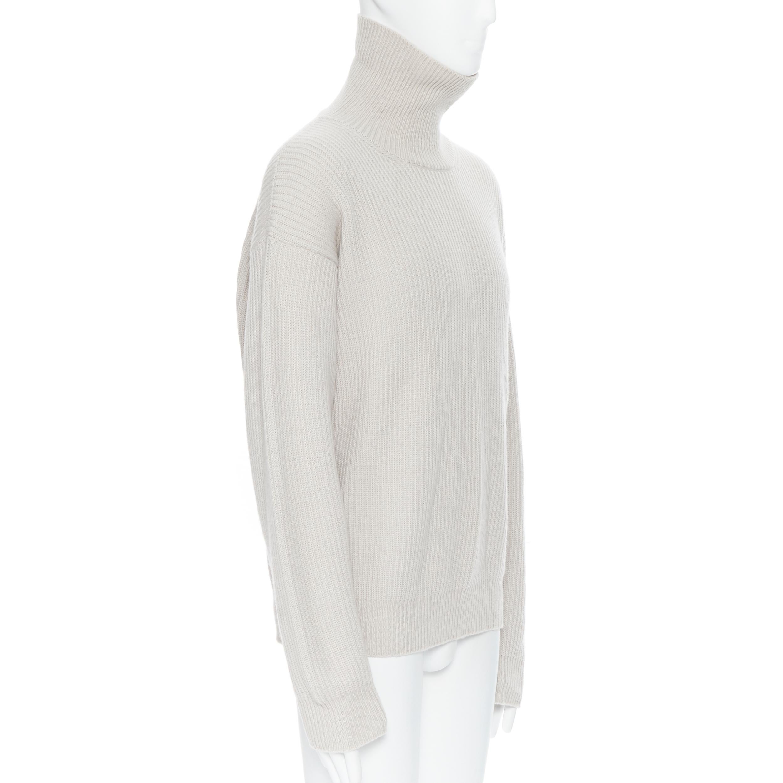 Beige BOTTEGA VENETA 100% cashmere taupe beige oversized turtleneck sweater IT48 M