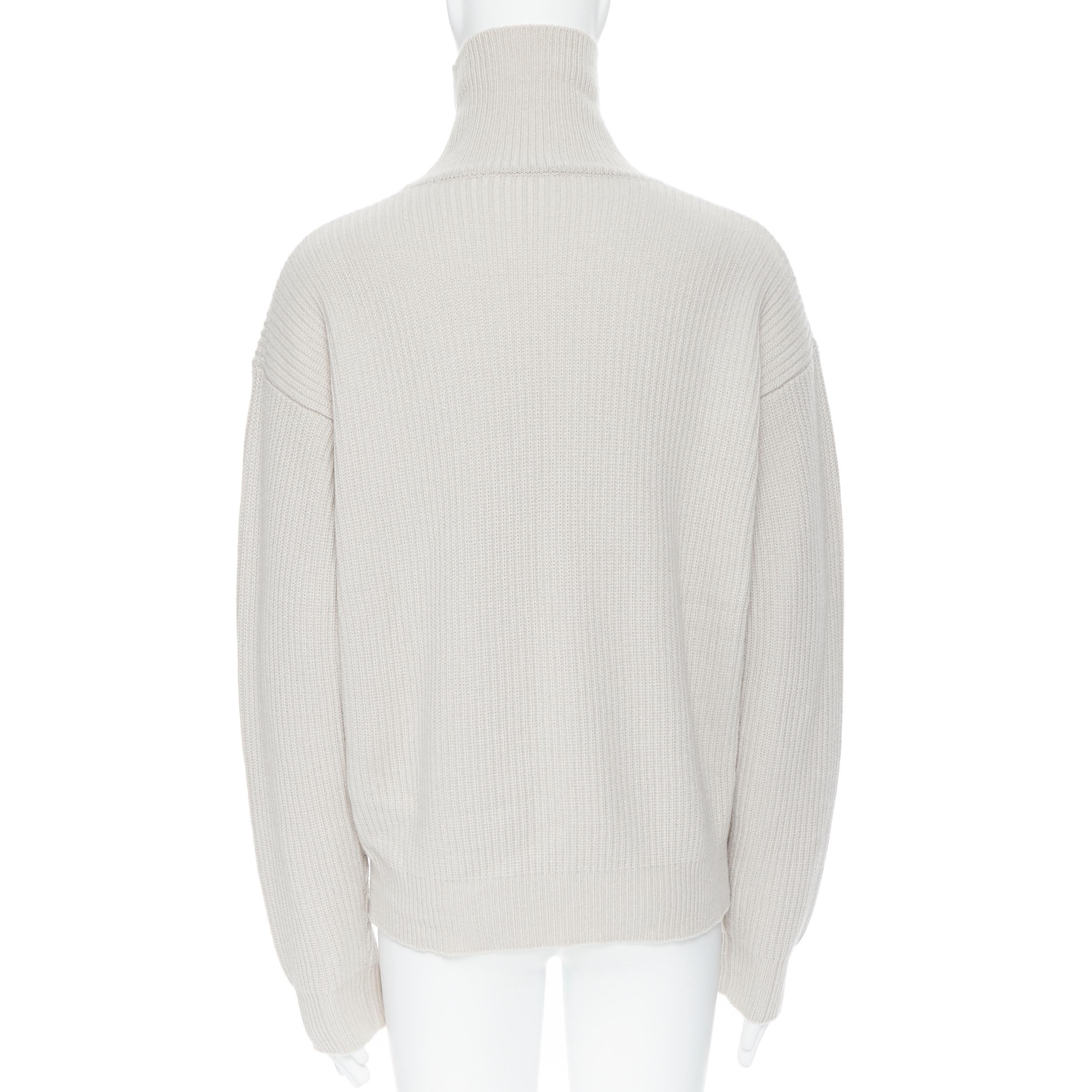 Men's BOTTEGA VENETA 100% cashmere taupe beige oversized turtleneck sweater IT48 M