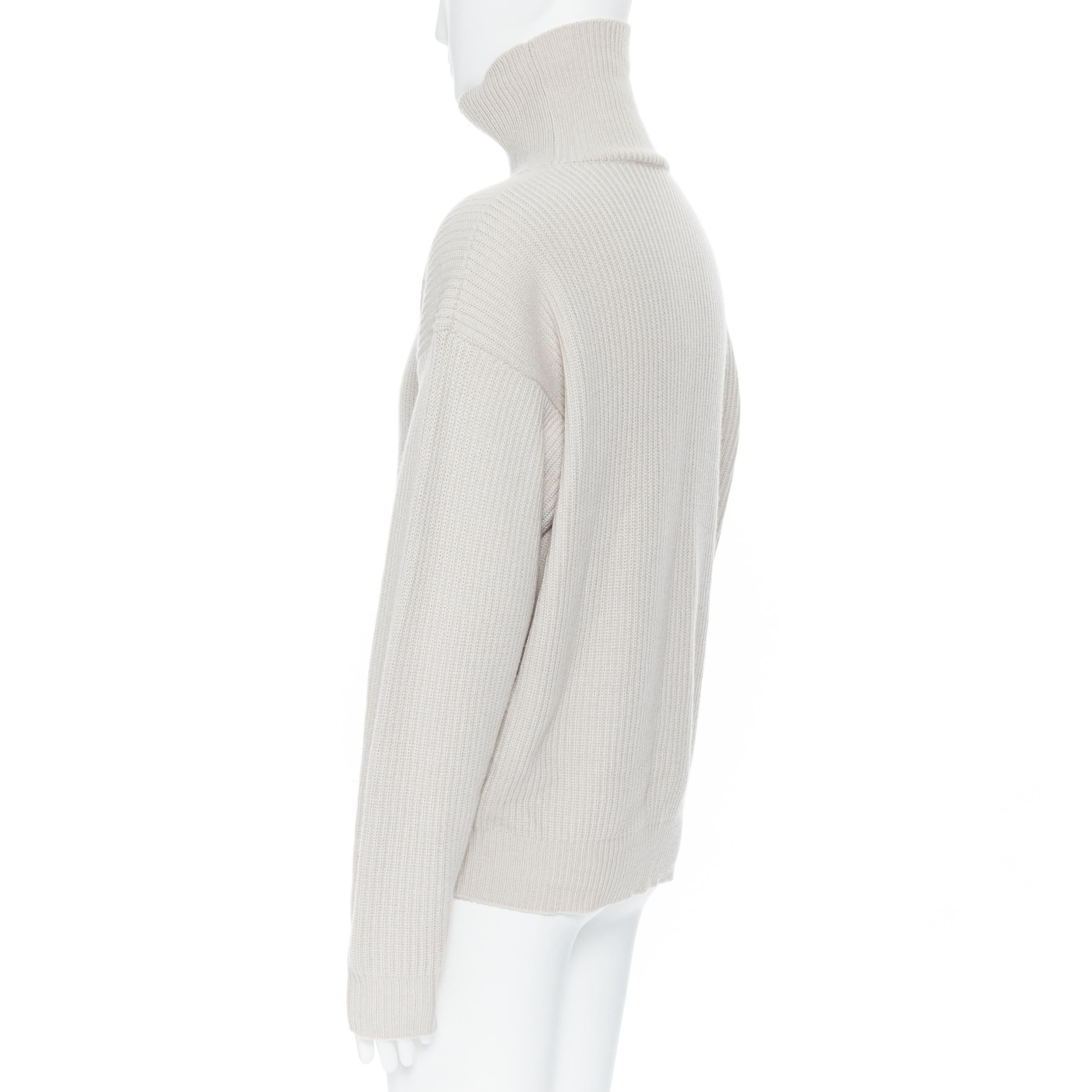 BOTTEGA VENETA 100% cashmere taupe beige oversized turtleneck sweater IT48 M 1