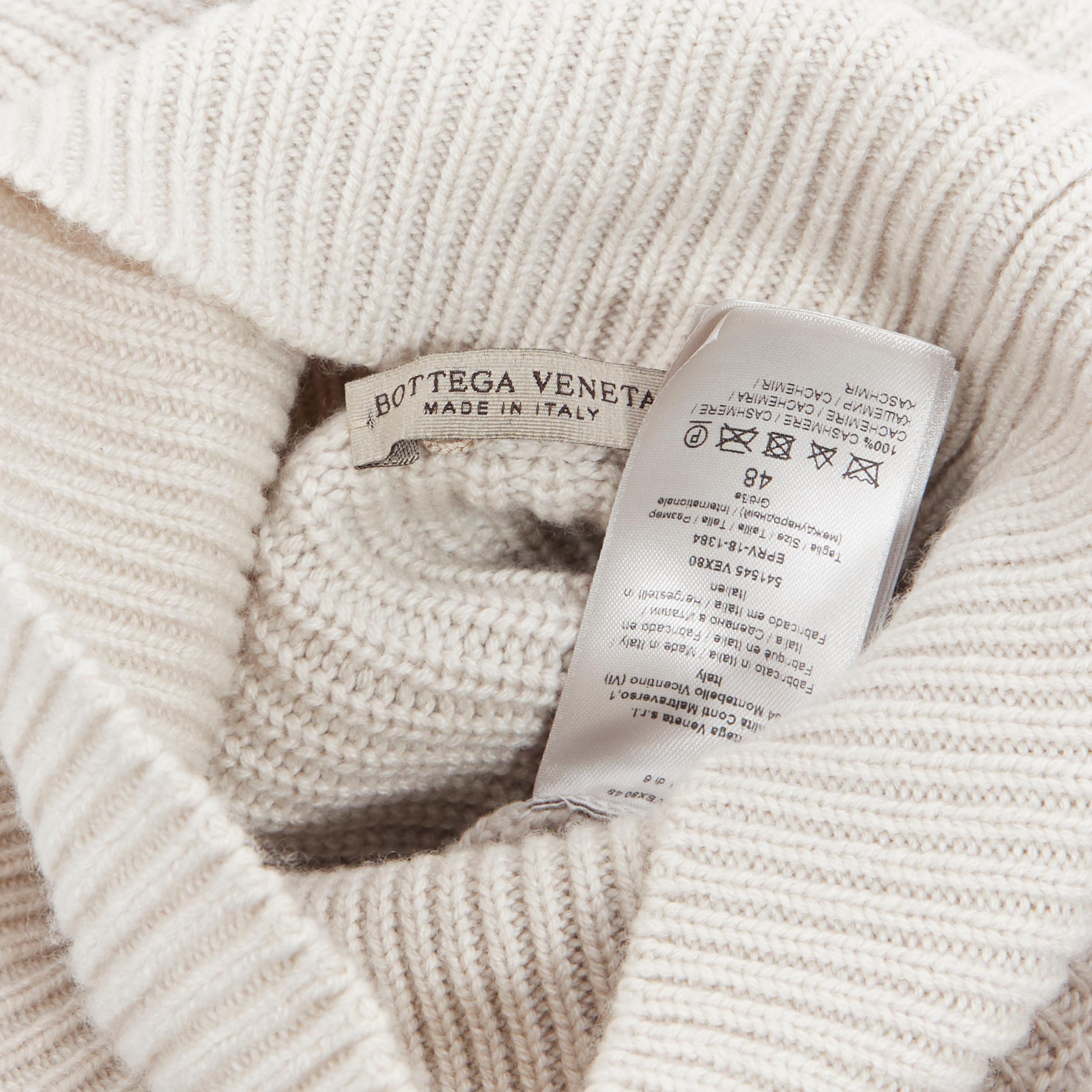 BOTTEGA VENETA 100% cashmere taupe beige oversized turtleneck sweater IT48 M 3