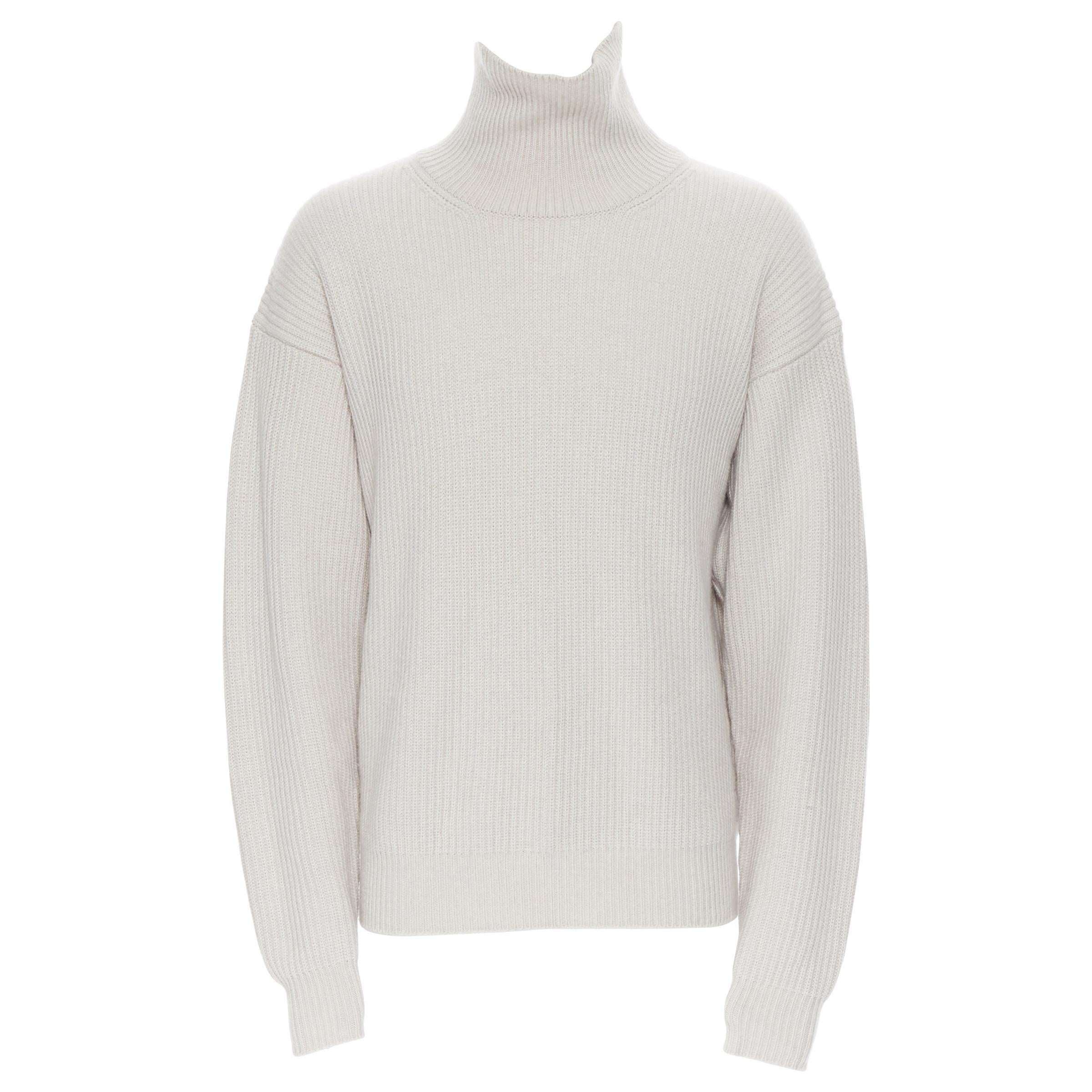 BOTTEGA VENETA 100% cashmere taupe beige oversized turtleneck sweater IT48 M