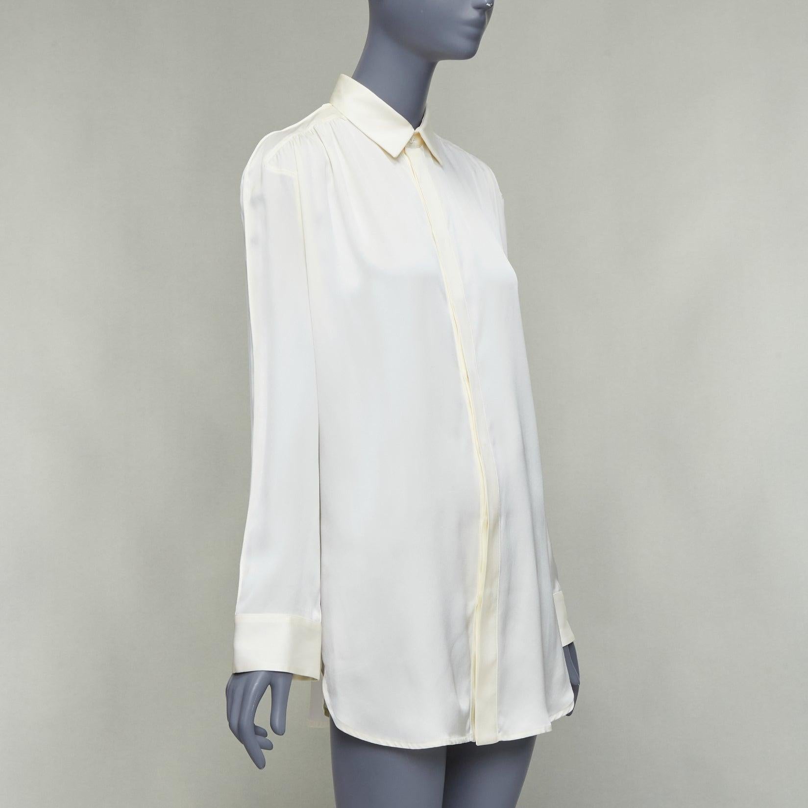 Grigio Bottega Veneta 100% seta crema - Camicia con maniche raglan increspate IT36 XXS in vendita