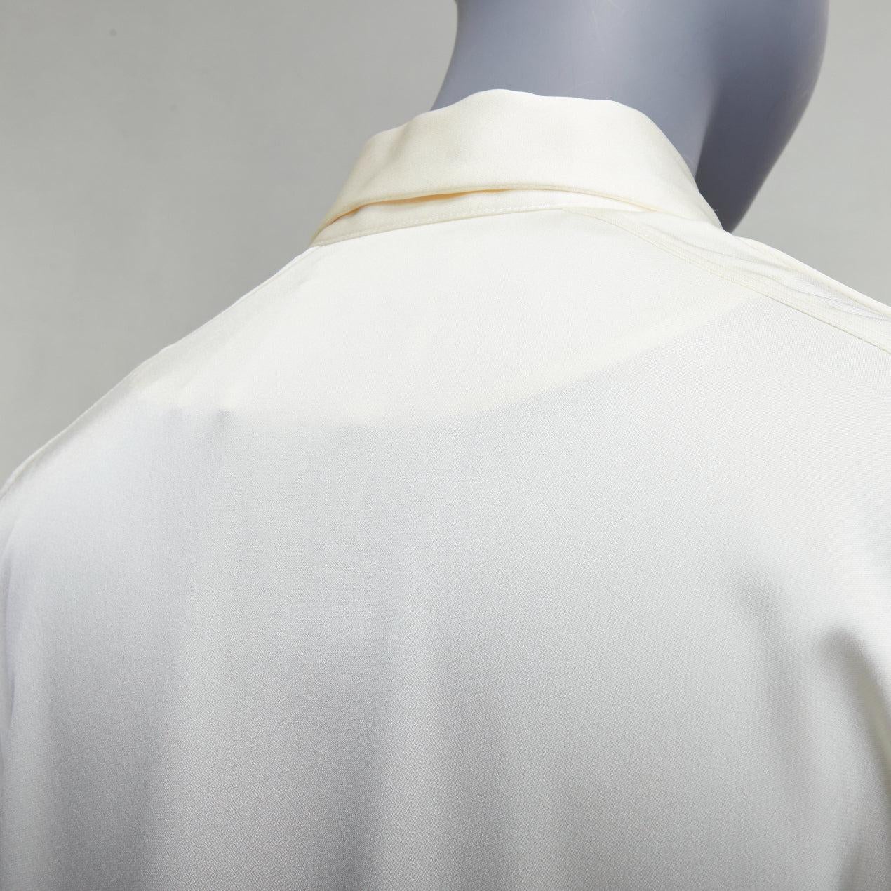 Bottega Veneta 100% seta crema - Camicia con maniche raglan increspate IT36 XXS in vendita 2