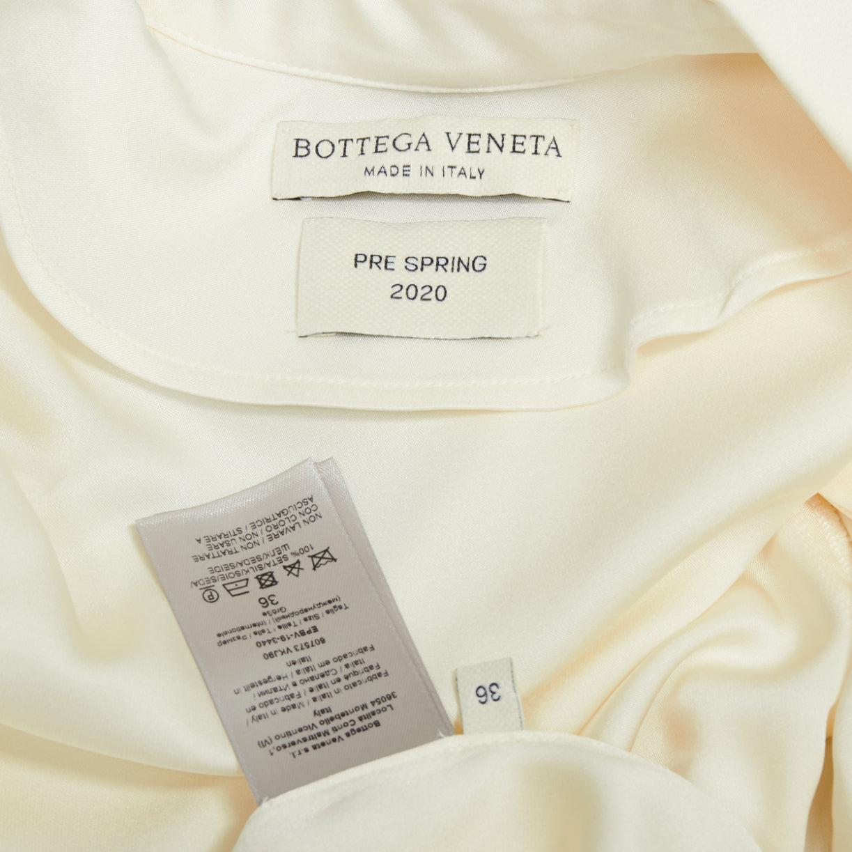 Bottega Veneta 100% seta crema - Camicia con maniche raglan increspate IT36 XXS in vendita 3