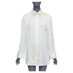 BOTTEGA VENETA 100% silk cream ruched raglan sleeves shirt IT36 XXS