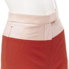 BOTTEGA VENETA 100% wool nude beige red colorblocked wide leg pants IT38 XS