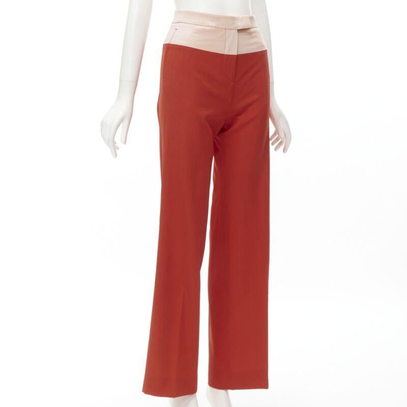 Red BOTTEGA VENETA 100% wool nude beige red colorblocked wide leg pants IT38 XS For Sale