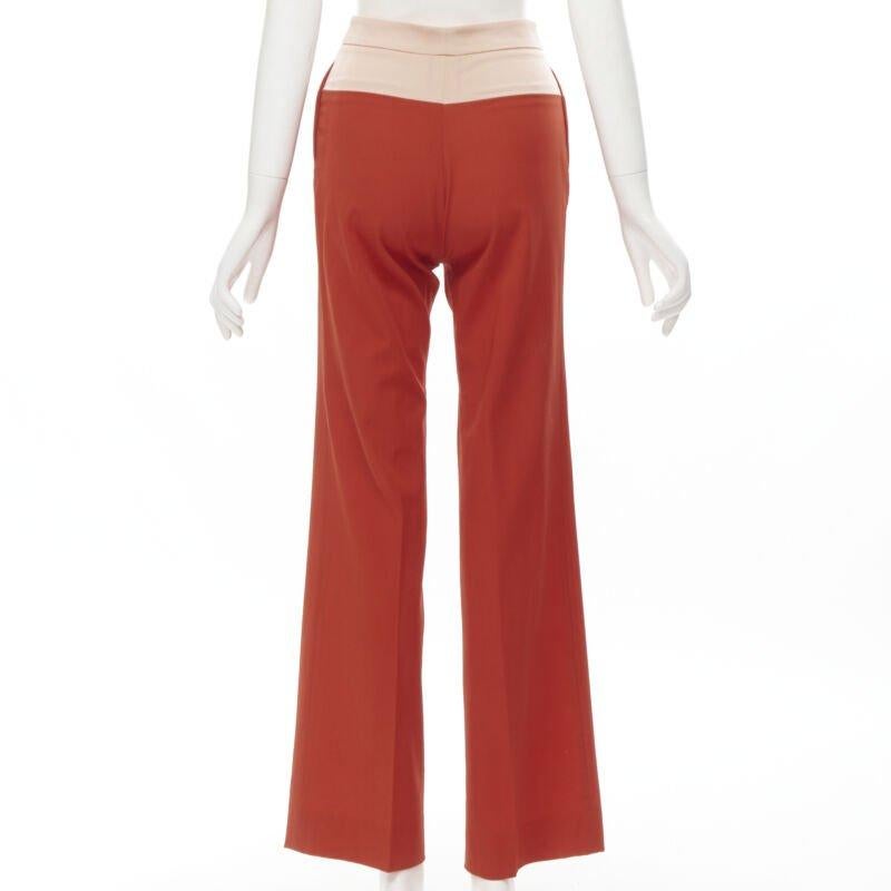 Women's BOTTEGA VENETA 100% wool nude beige red colorblocked wide leg pants IT38 XS For Sale