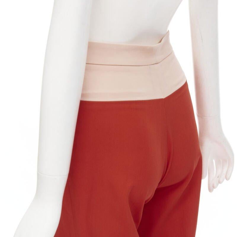 BOTTEGA VENETA 100% wool nude beige red colorblocked wide leg pants IT38 XS For Sale 2