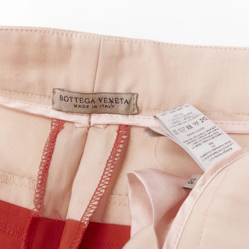 BOTTEGA VENETA 100% wool nude beige red colorblocked wide leg pants IT38 XS For Sale 4