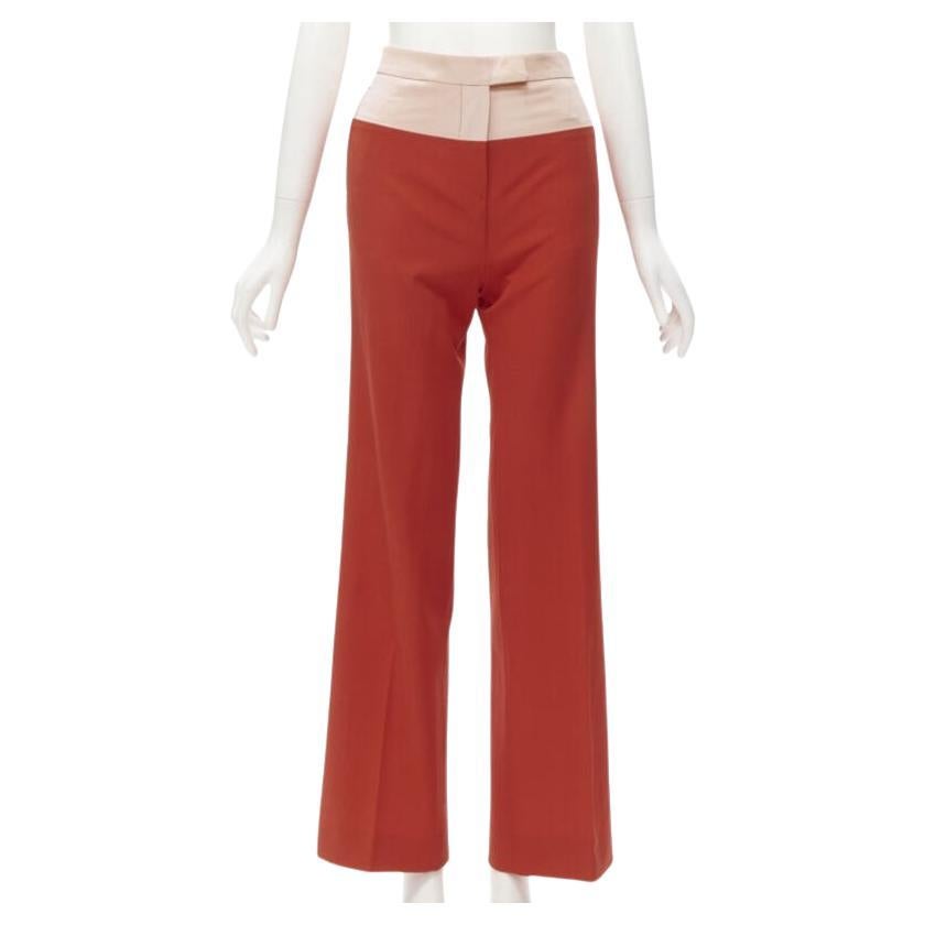 BOTTEGA VENETA 100% wool nude beige red colorblocked wide leg pants IT38 XS For Sale