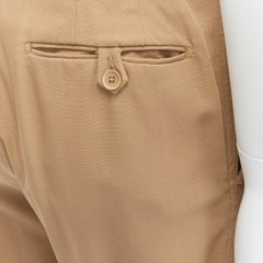 BOTTEGA VENETA Pantalon à plis sur le devant doublé de coton brun 100% laine IT48 M