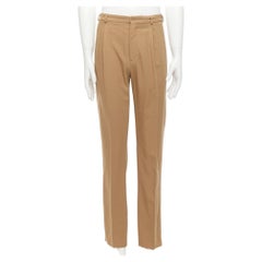 BOTTEGA VENETA Pantalon à plis sur le devant doublé de coton brun 100% laine IT48 M