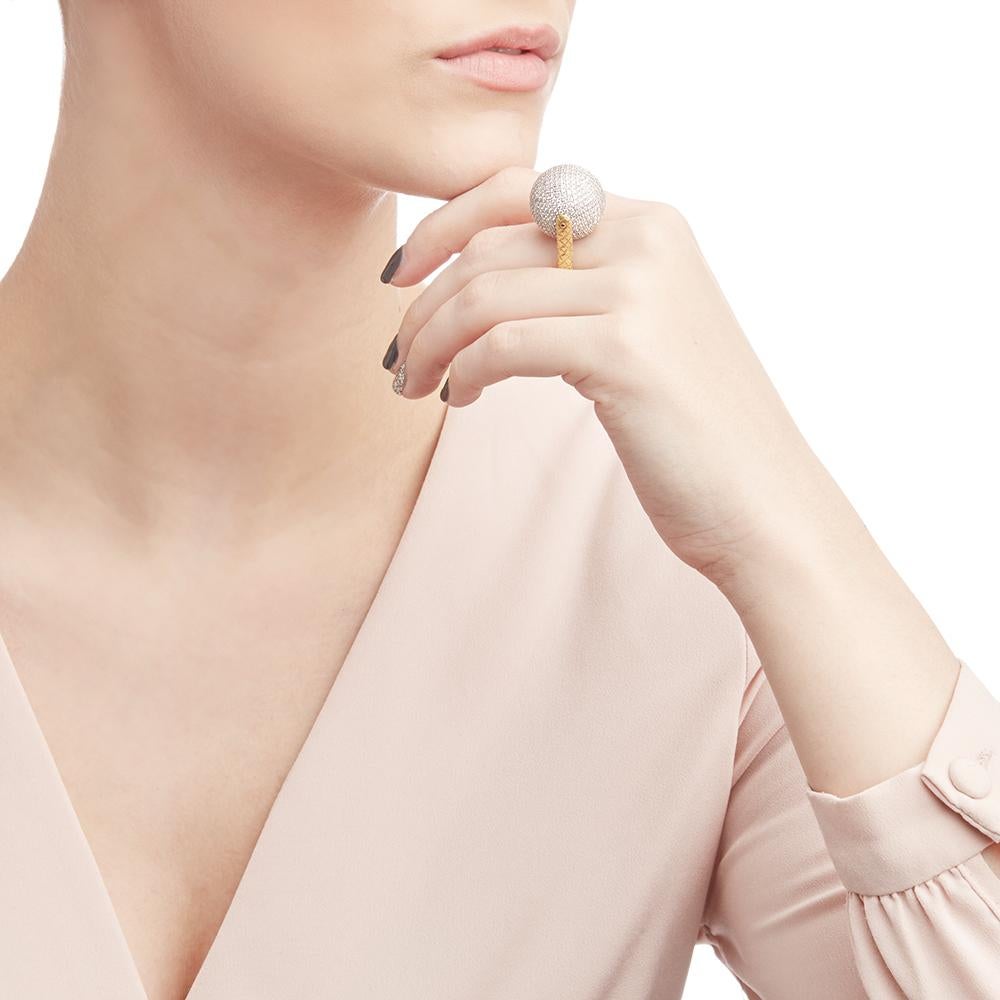 Bottega Veneta 18 Karat Yellow & White Gold Diamond Rotating Sfera Ring 2