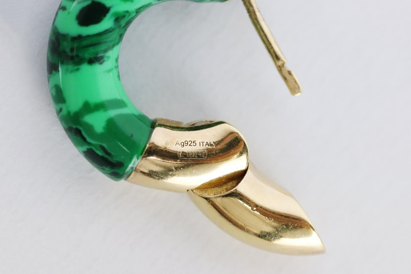 Pendientes de aro de ágata chapados en oro de 18 quilates Bottega Veneta en Excelente Estado en London, GB