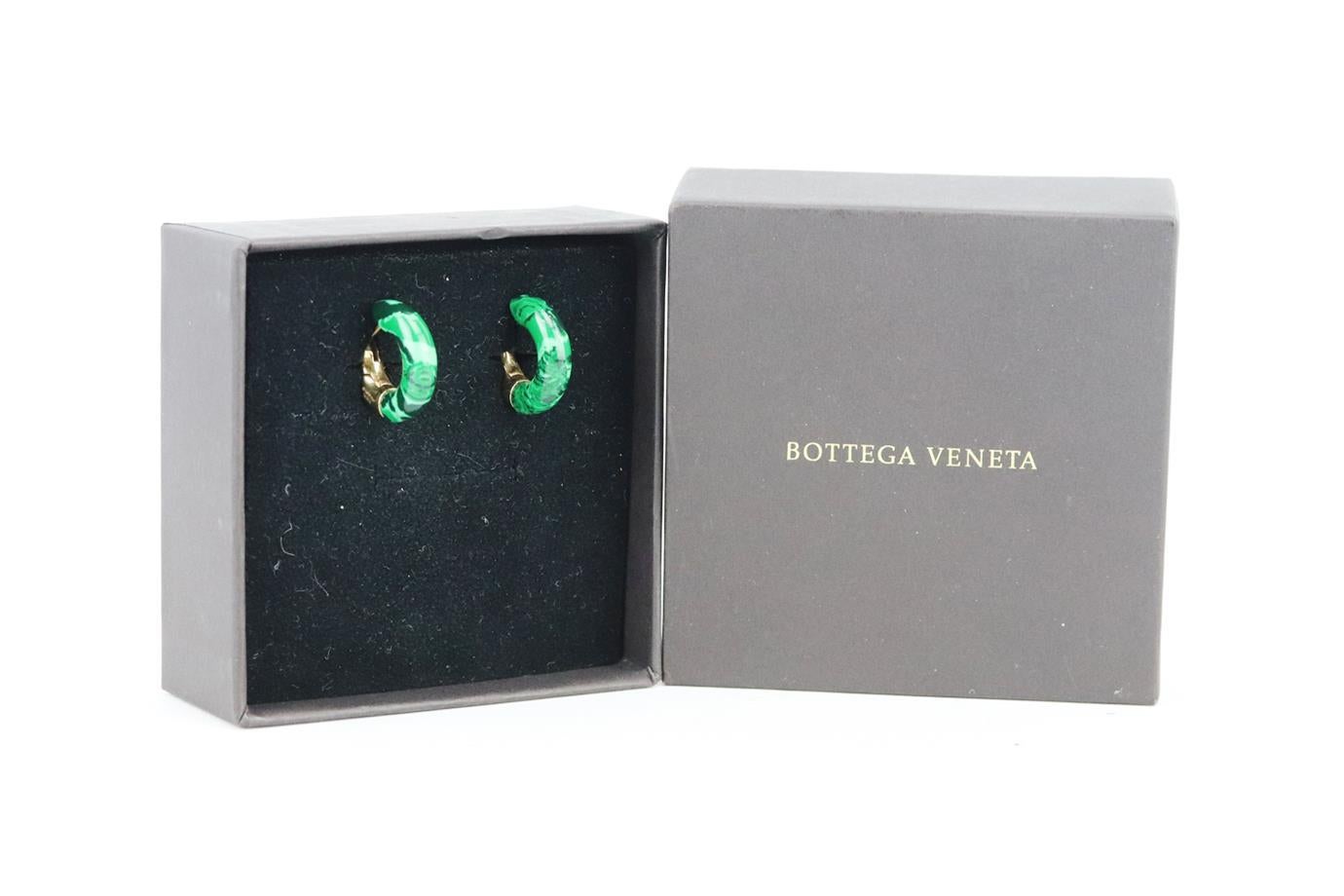 De las mujeres Pendientes de aro de ágata chapados en oro de 18 quilates Bottega Veneta