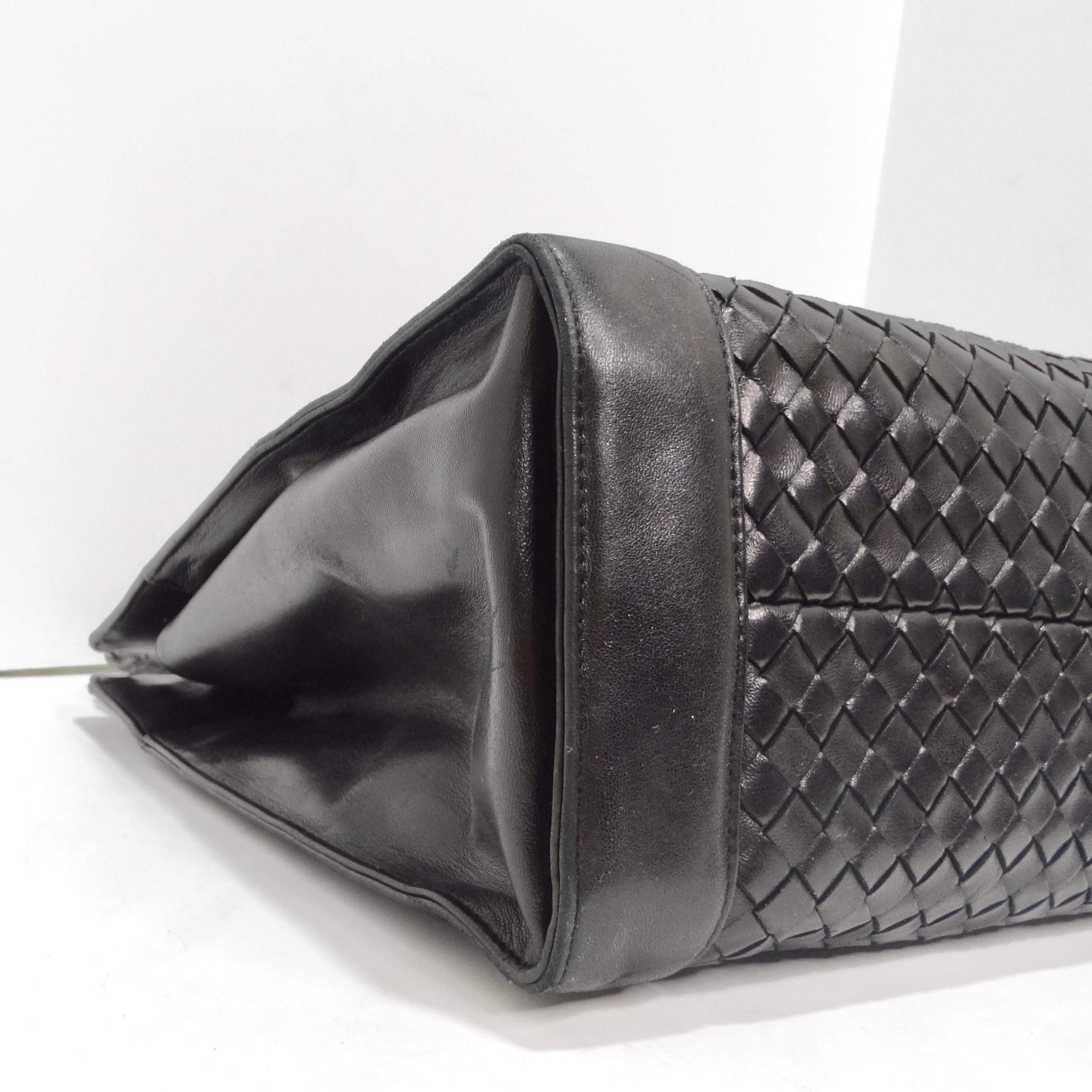 Bottega Veneta 1980s Black Leather Woven Handbag 5
