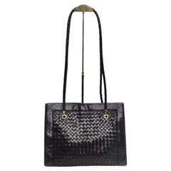 Bottega Veneta 1980 Sac à main en cuir tressé noir