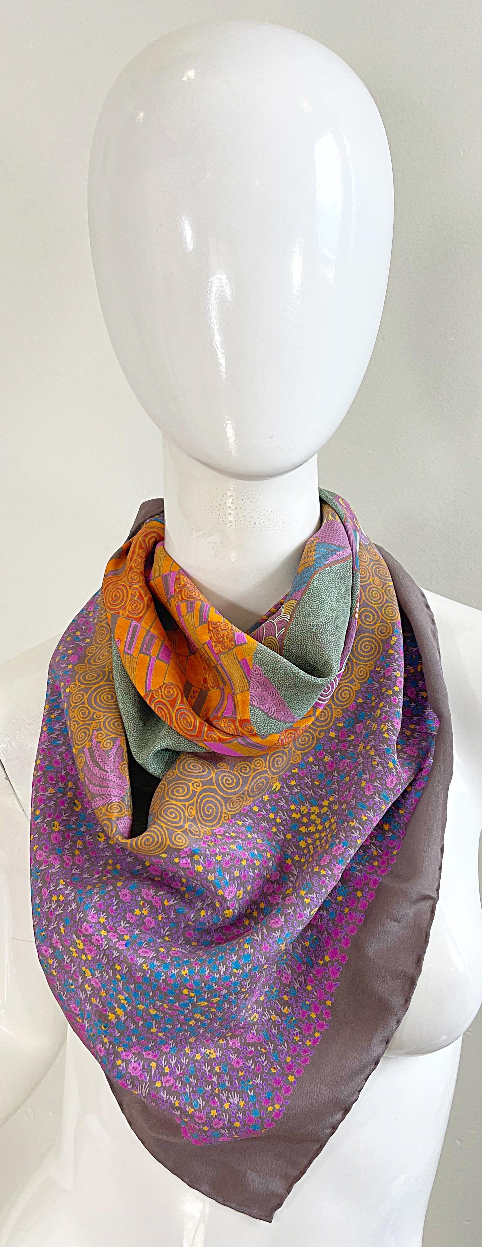 Bottega Veneta 1980er Jahre Klimt inspiriert Vintage Seide Figur 80er Jahre Schal Wickelschal Wrap im Angebot 6