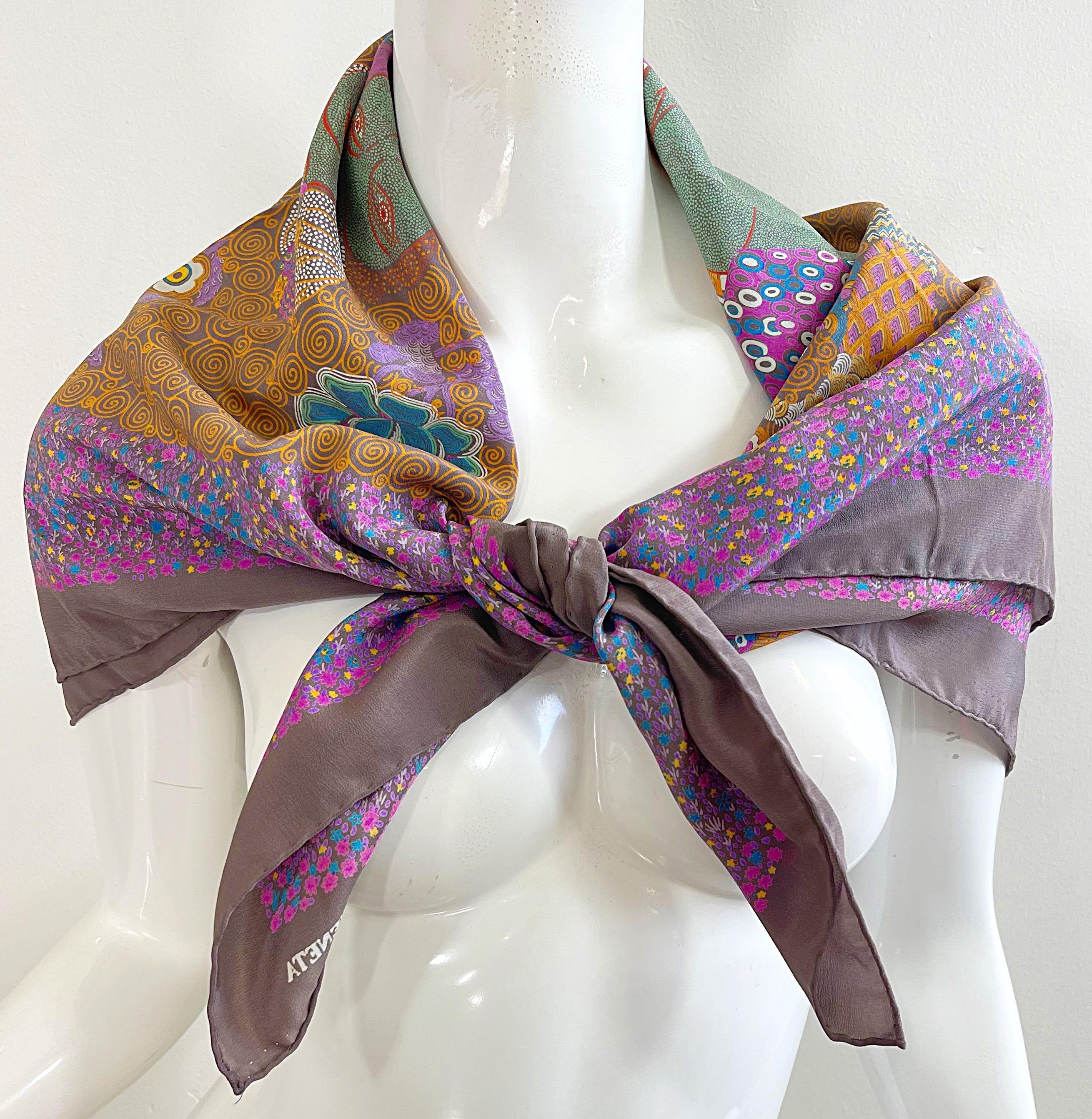 Bottega Veneta 1980er Jahre Klimt inspiriert Vintage Seide Figur 80er Jahre Schal Wickelschal Wrap im Angebot 4