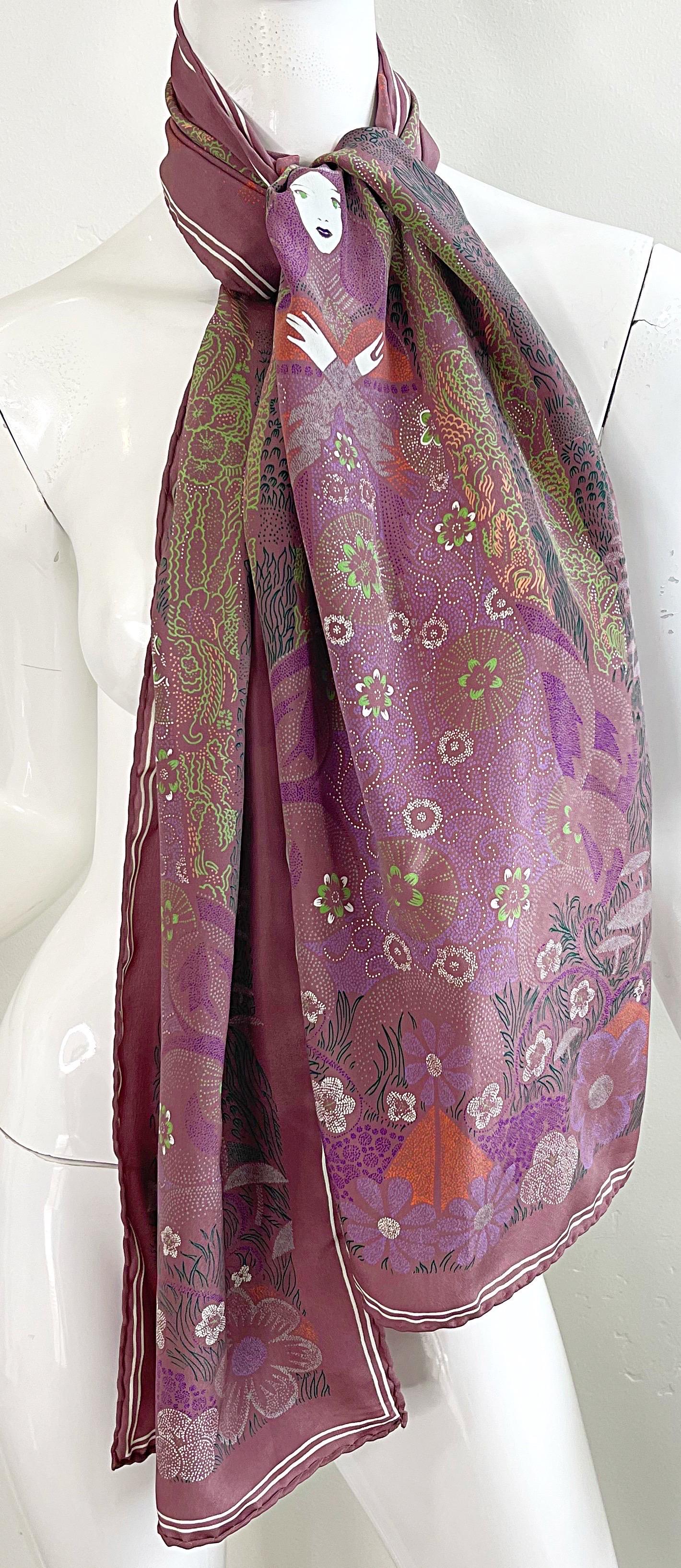 Bottega Veneta 1981 Klimt inspired Vintage 1980s Boho 80s Silk Scarf Top  For Sale 6