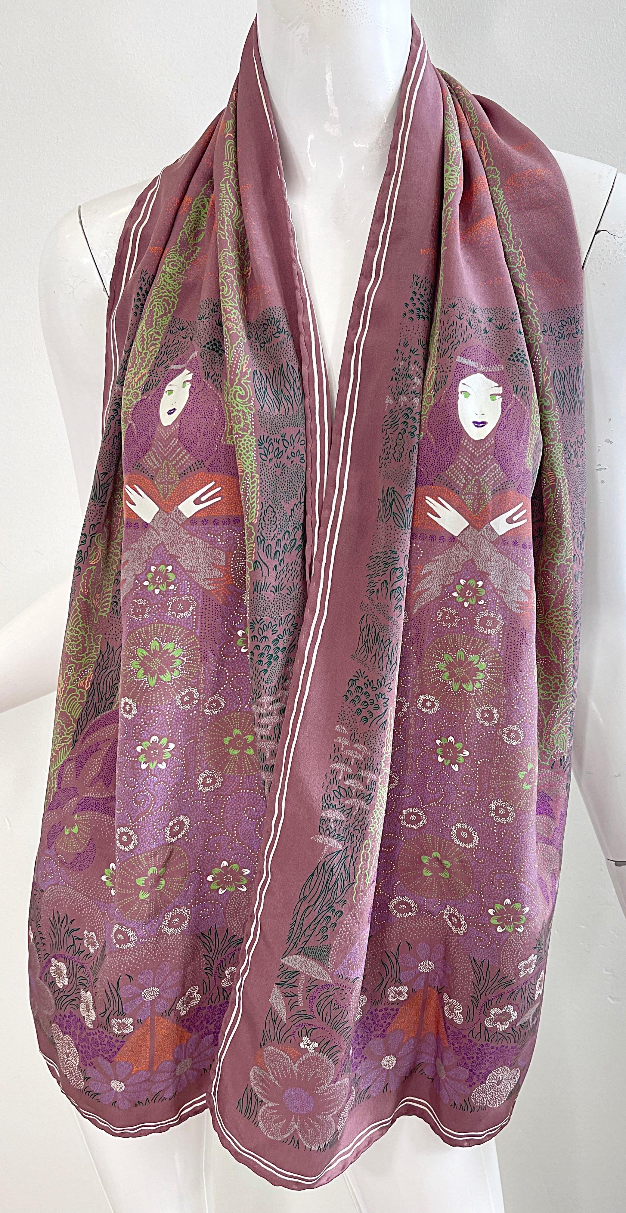 Bottega Veneta 1981 Klimt inspired Vintage 1980s Boho 80s Silk Scarf Top  For Sale 8