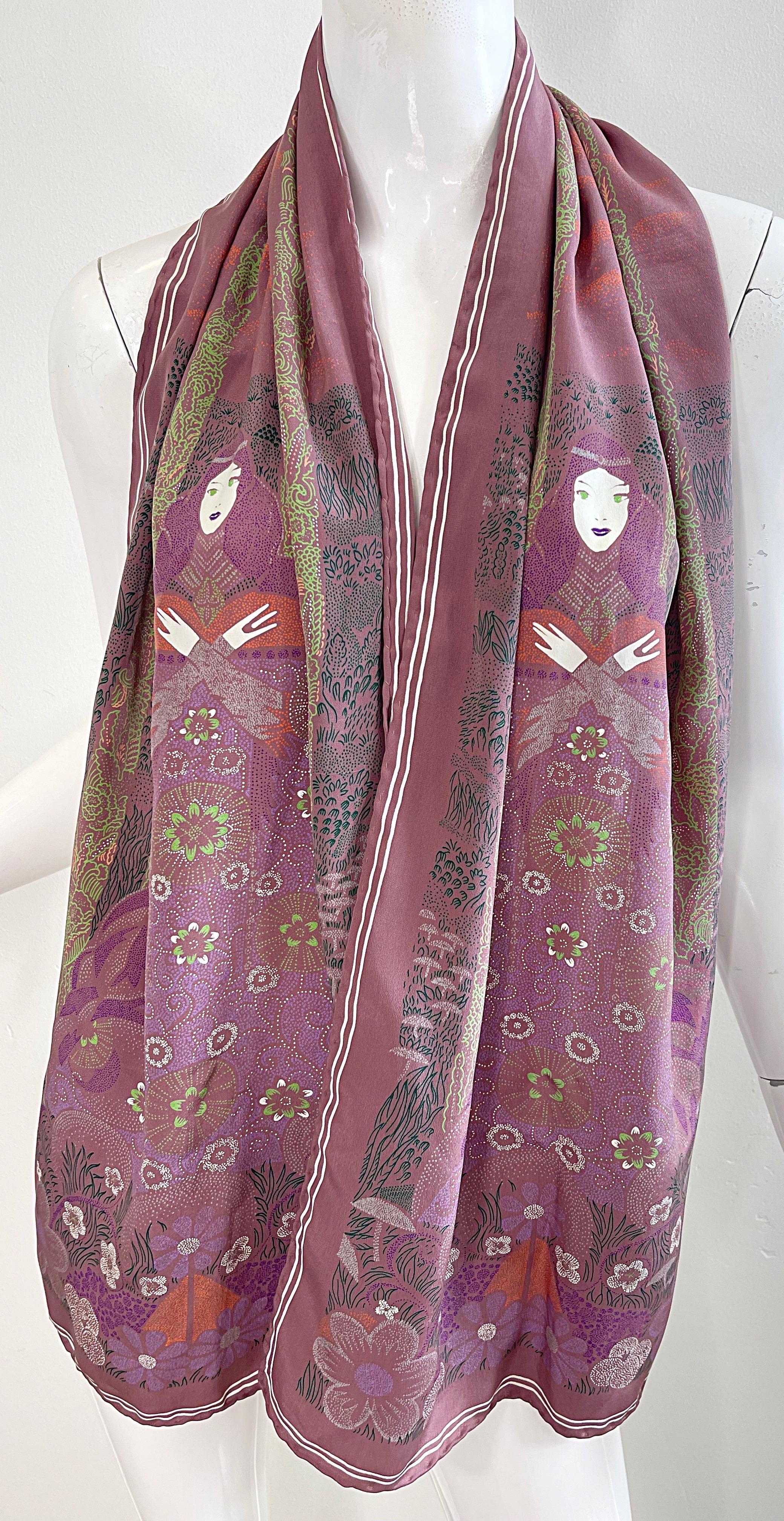 Bottega Veneta 1981 Klimt inspired Vintage 1980s Boho 80s Silk Scarf Top For Sale 7