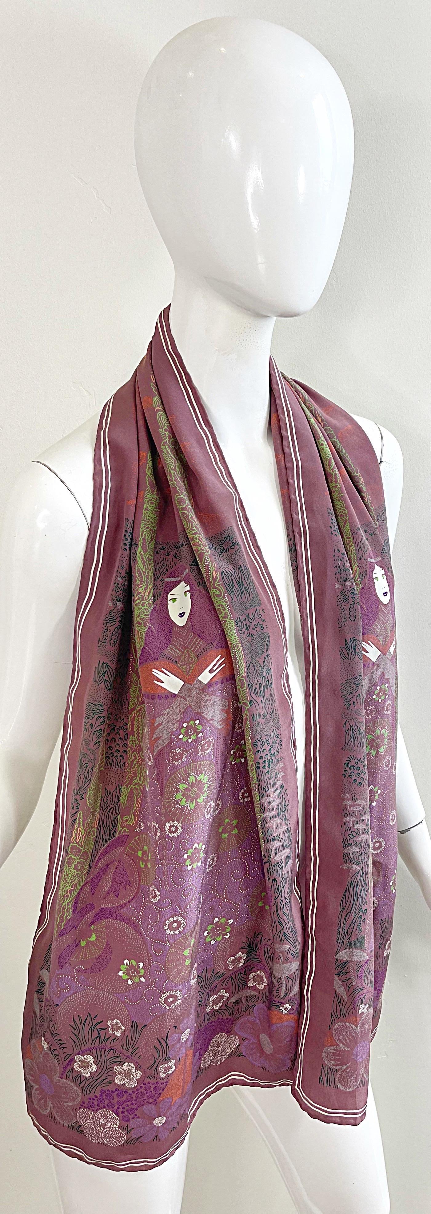 Bottega Veneta 1981 Klimt inspired Vintage 1980 Boho 80s Silk Scarf Top  en vente 9