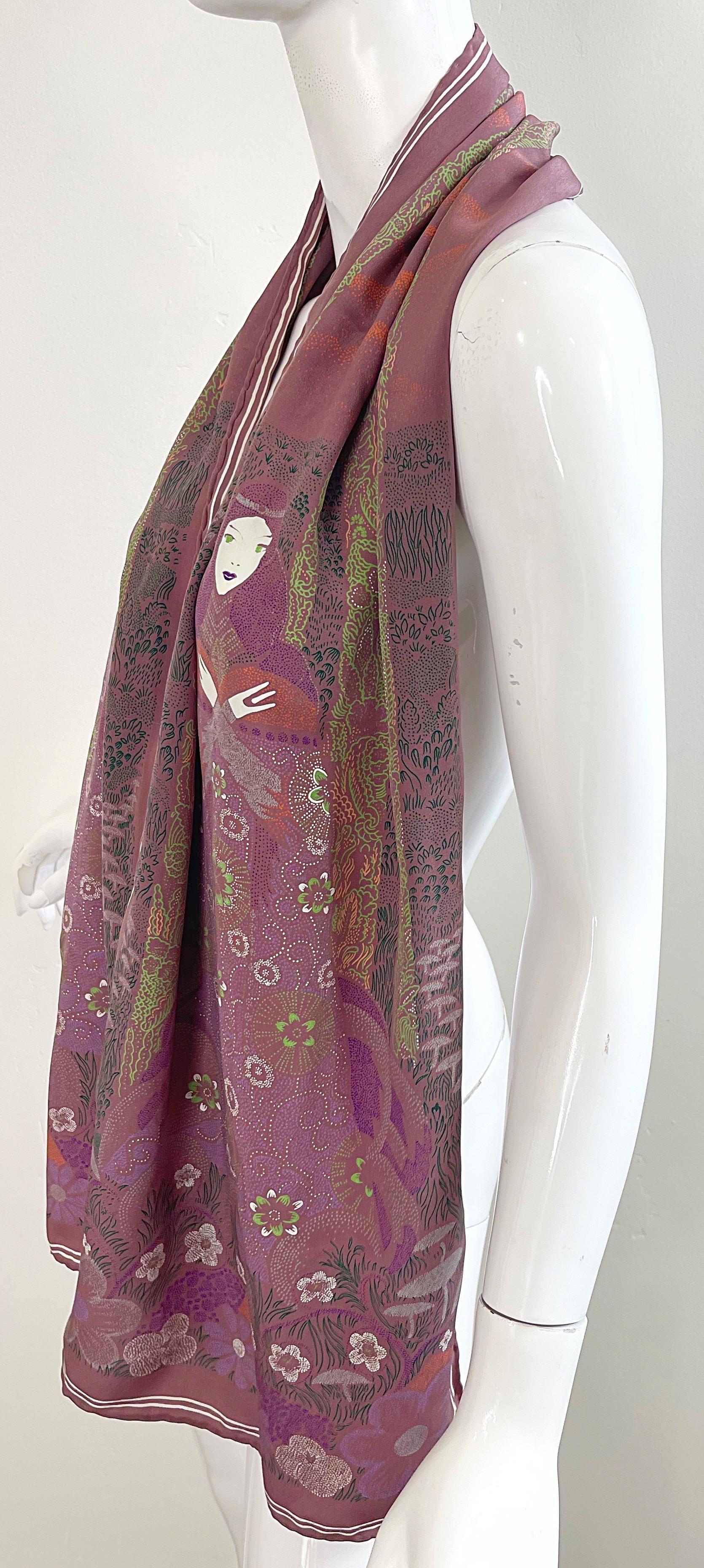 Bottega Veneta 1981 Klimt inspired Vintage 1980 Boho 80s Silk Scarf Top  en vente 10