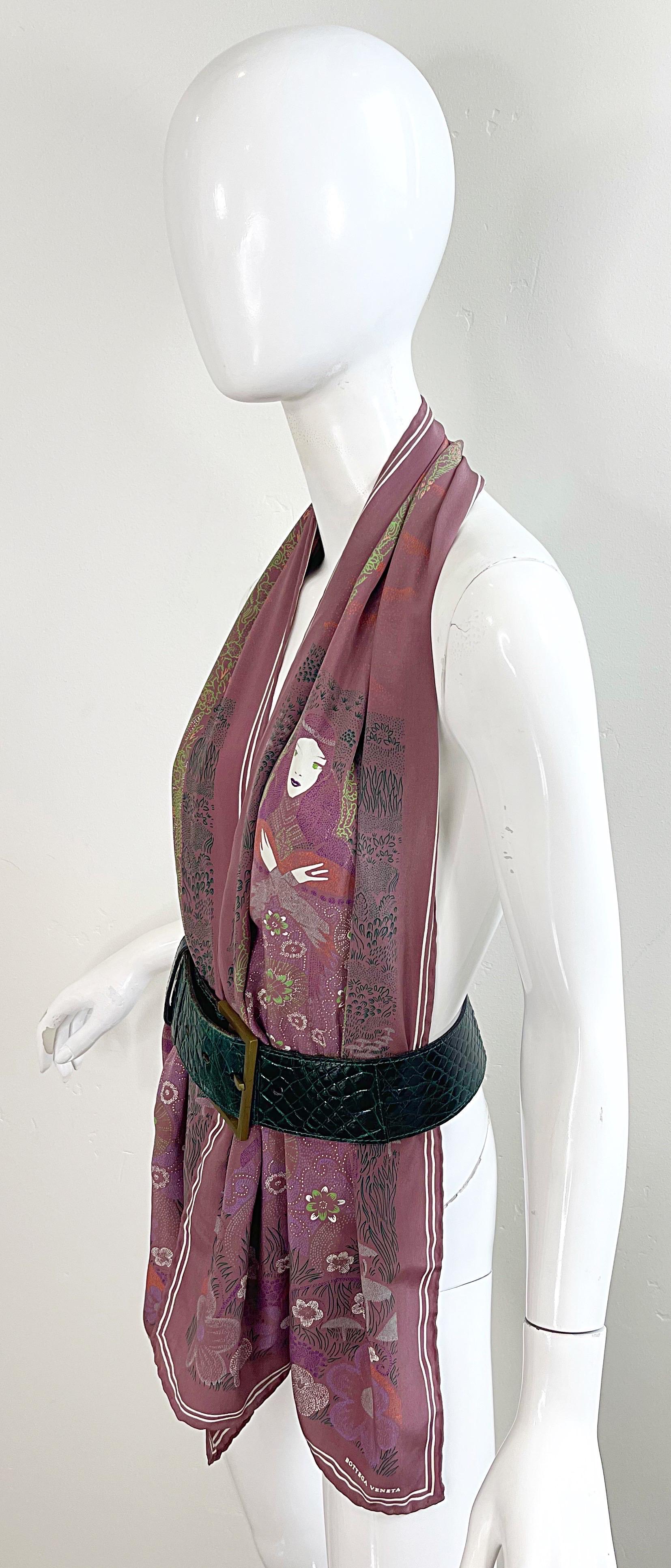 Bottega Veneta 1981 Klimt inspired Vintage 1980 Boho 80s Silk Scarf Top  en vente 11