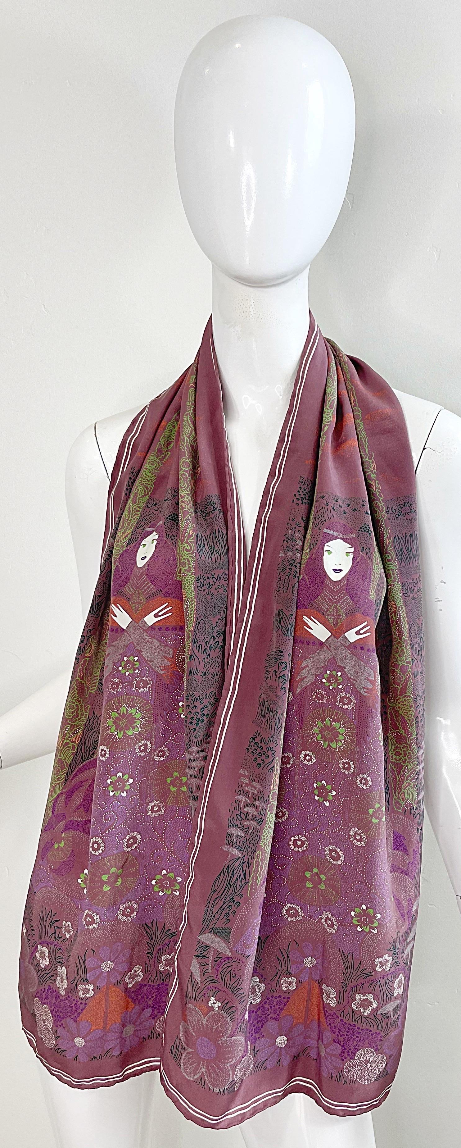 Bottega Veneta 1981 Klimt inspired Vintage 1980s Boho 80s Silk Scarf Top  For Sale 14