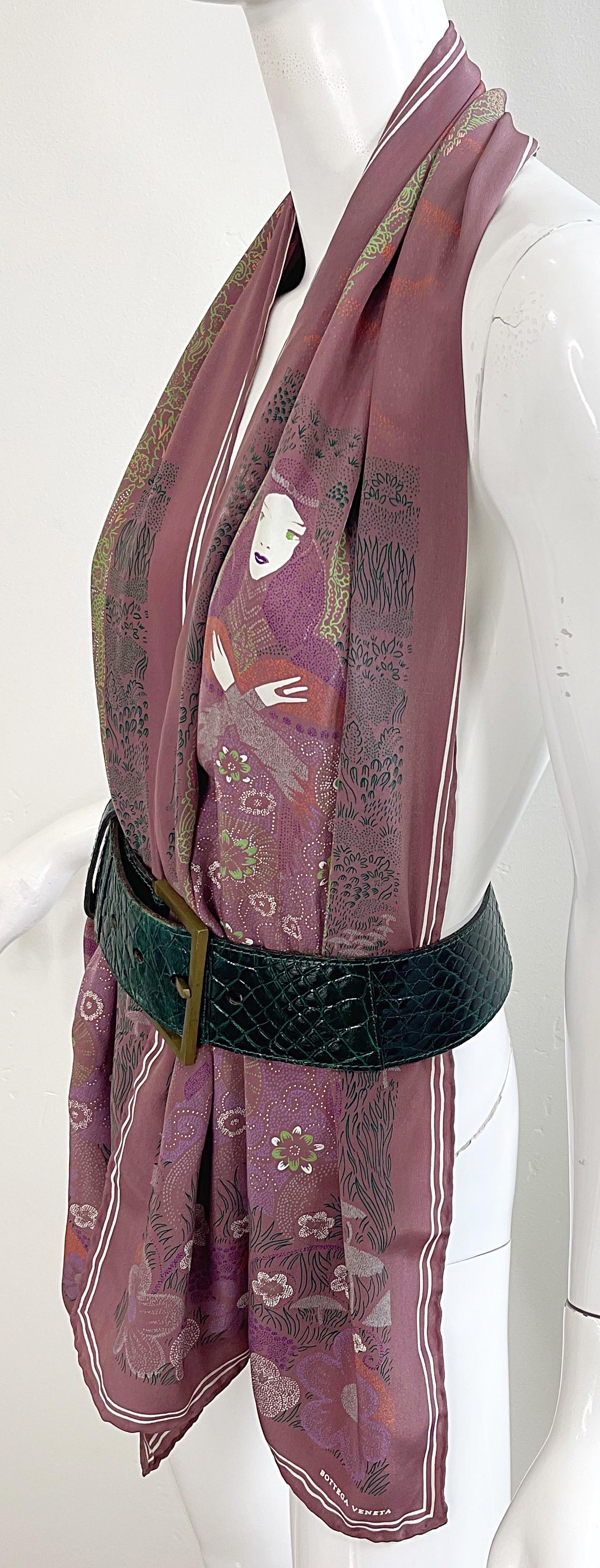 Bottega Veneta 1981 Klimt inspired Vintage 1980 Boho 80s Silk Scarf Top  en vente 3