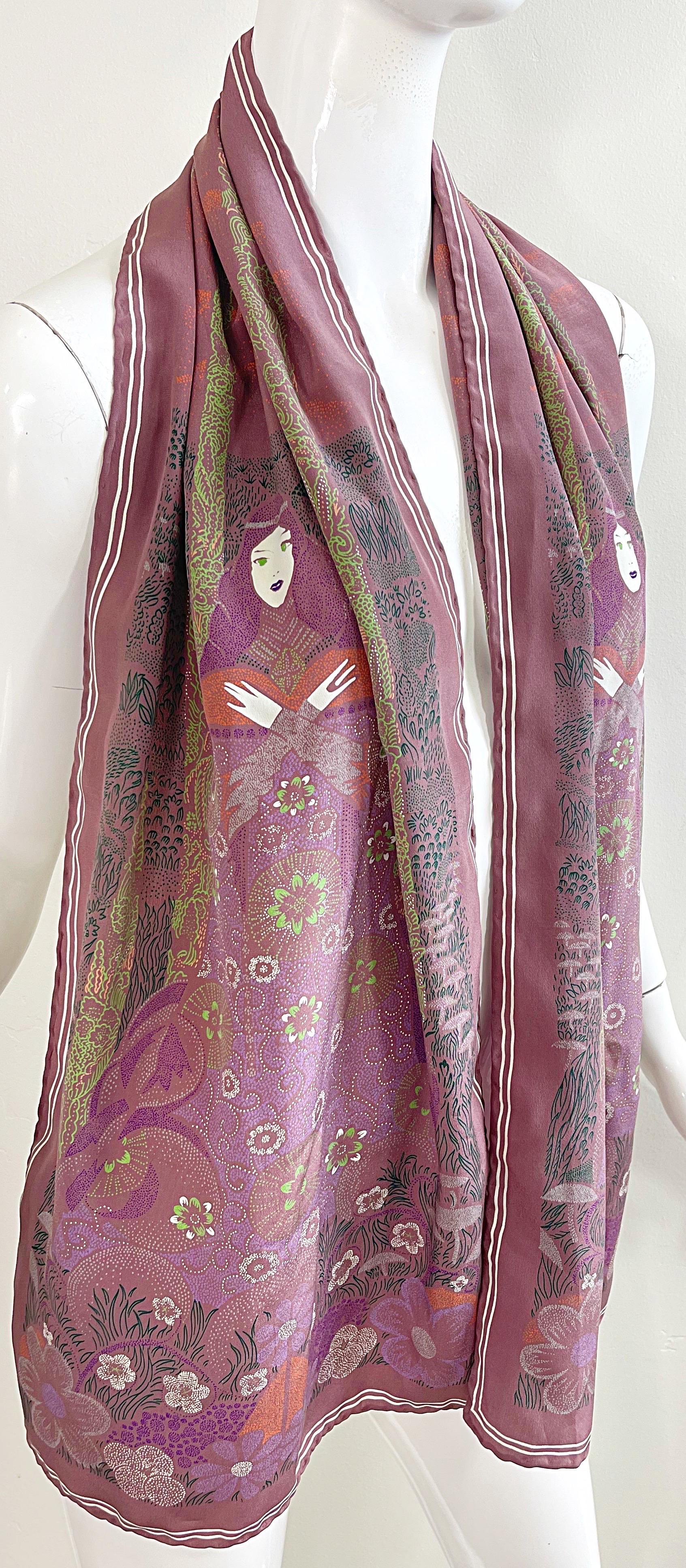 Bottega Veneta 1981 Klimt inspired Vintage 1980s Boho 80s Silk Scarf Top  For Sale 5
